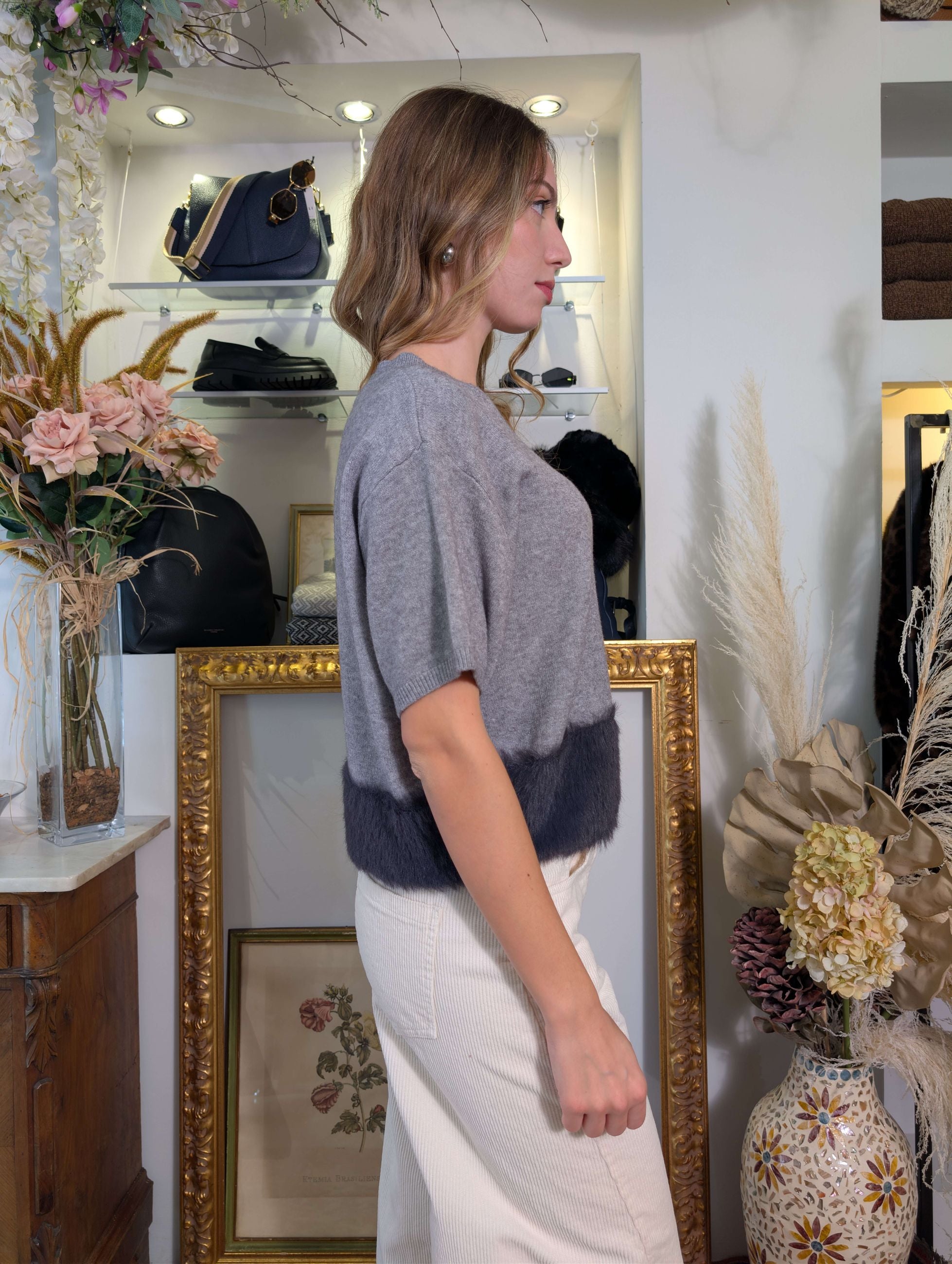 Maglia manica corta con fondo effetto pelliccia - SHE_FLORENCE_LAB