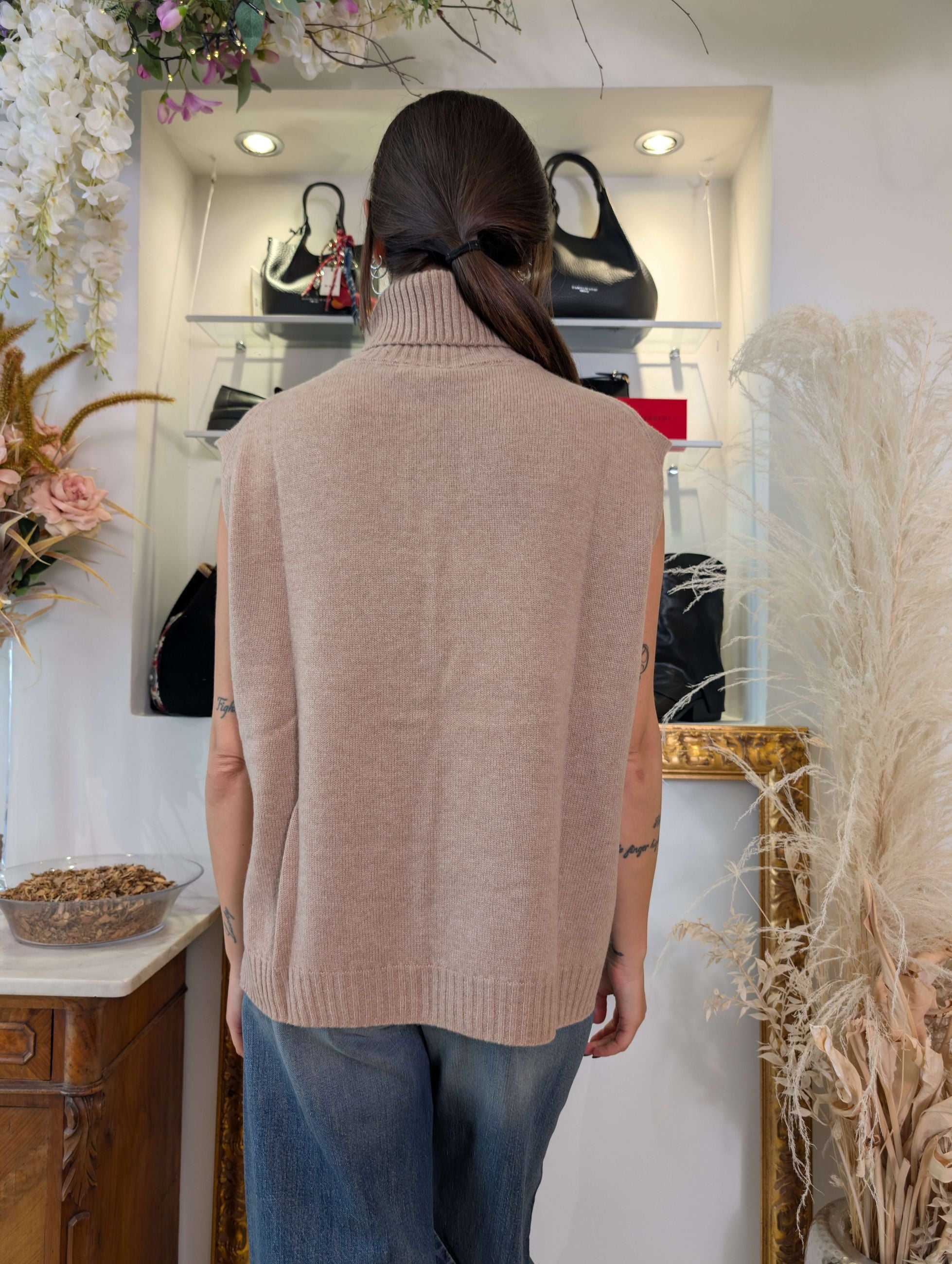 Gilet collo alto in cachemire blend doppio filo - SHE_FLORENCE_LAB