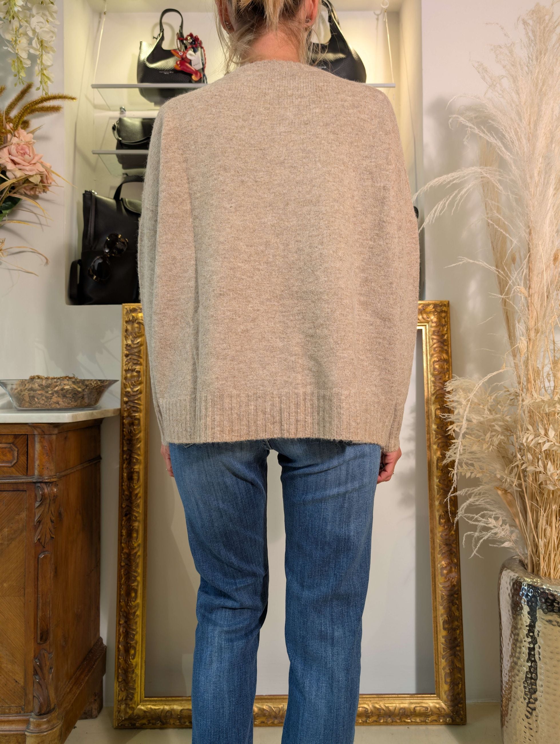 Maglia scollo a V in bouclé - SHE_FLORENCE_LAB