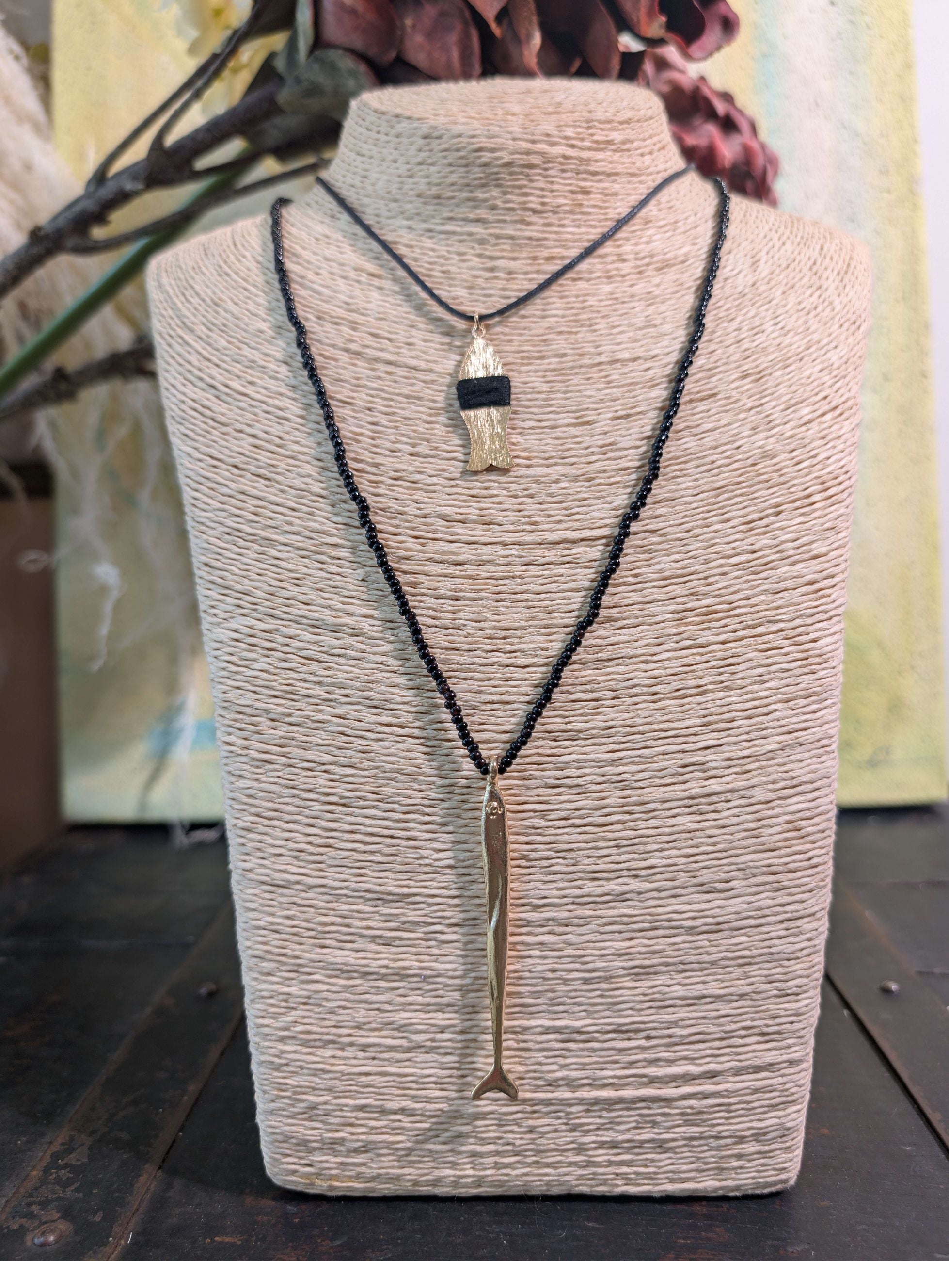 COLLANA AQUA MULTIFILO CON PENDENTI NERO - NALI'
