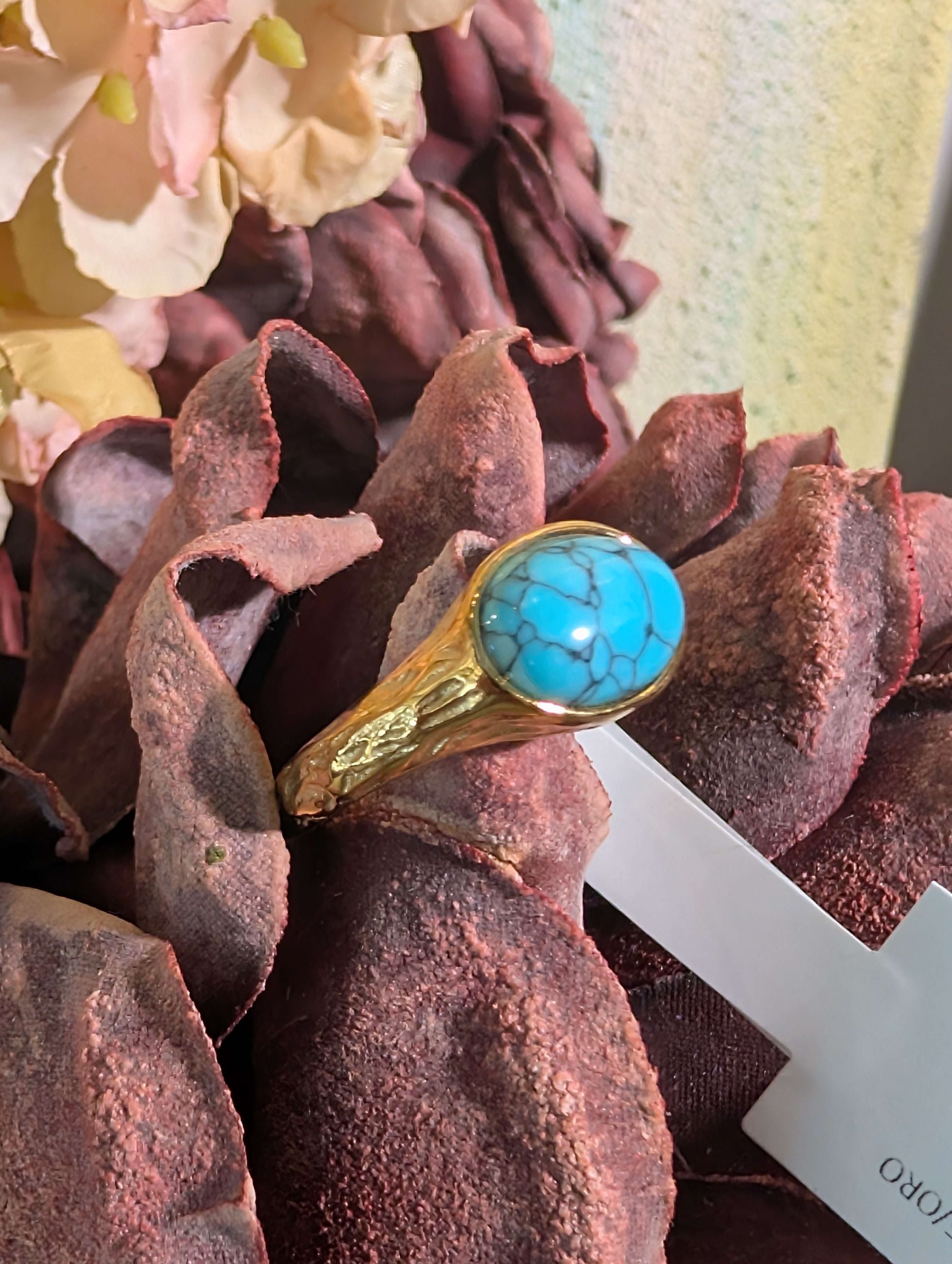 ANELLO REGOLABILE PIETRA TURCHESE/ORO - NALI'