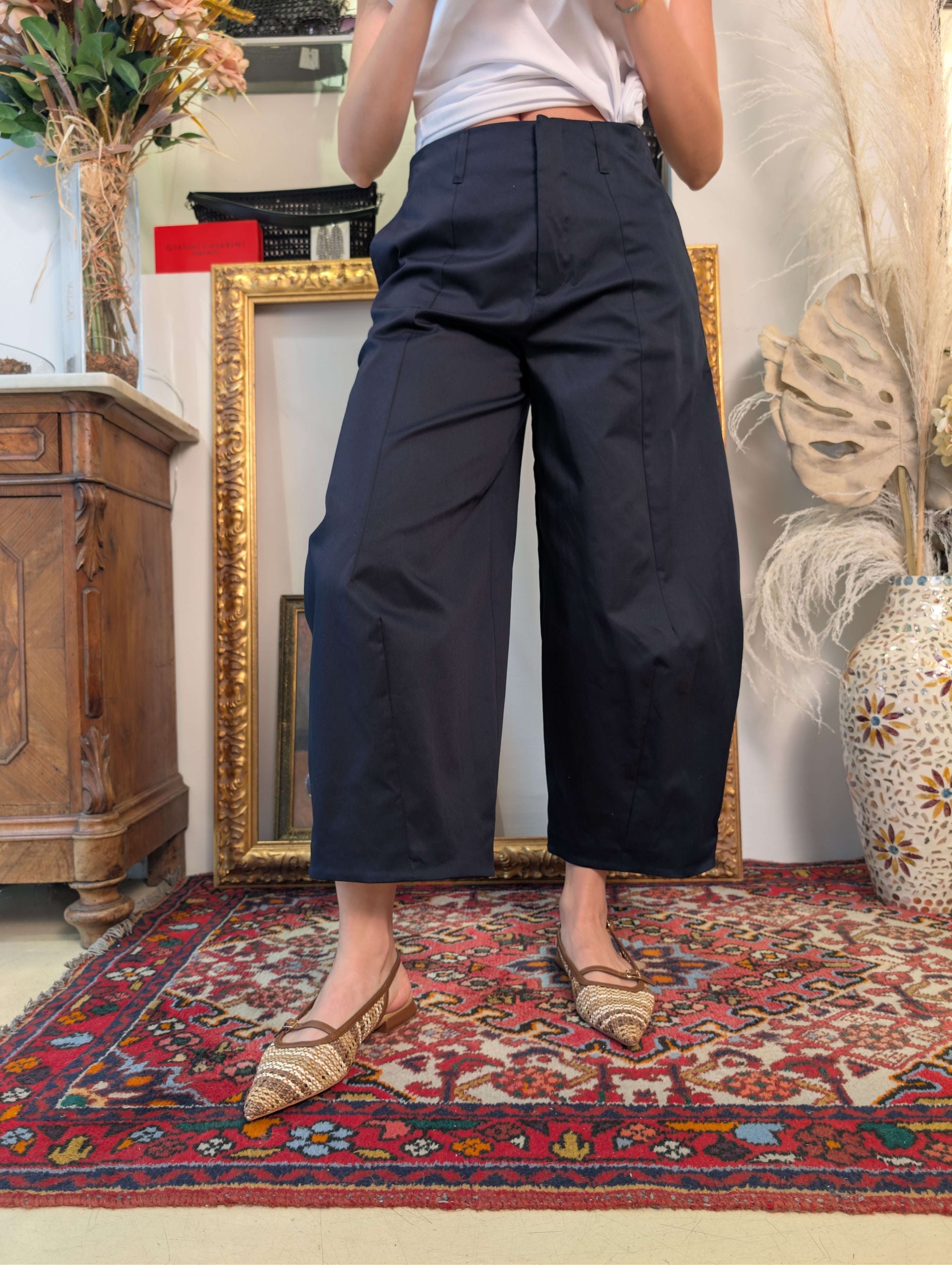 Panta barrel in gabardina - PLEASE