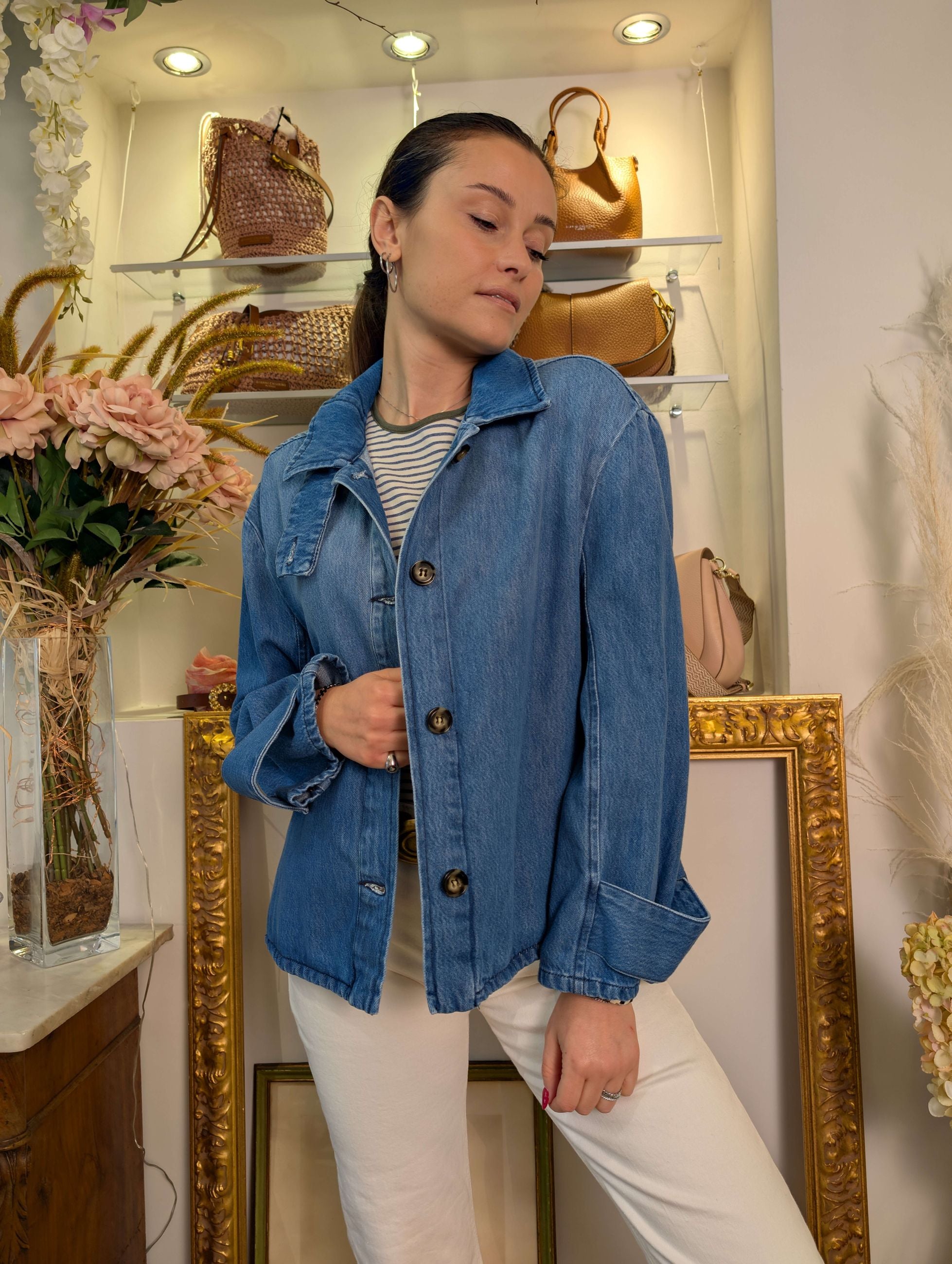Trench corto in denim - PLEASE