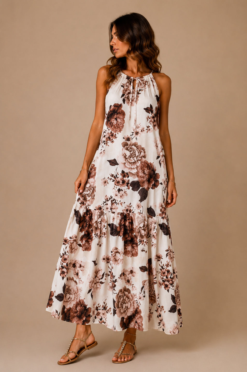 Long dress in tela di cotone stampa floreale - SHE_FLORENCE_LAB