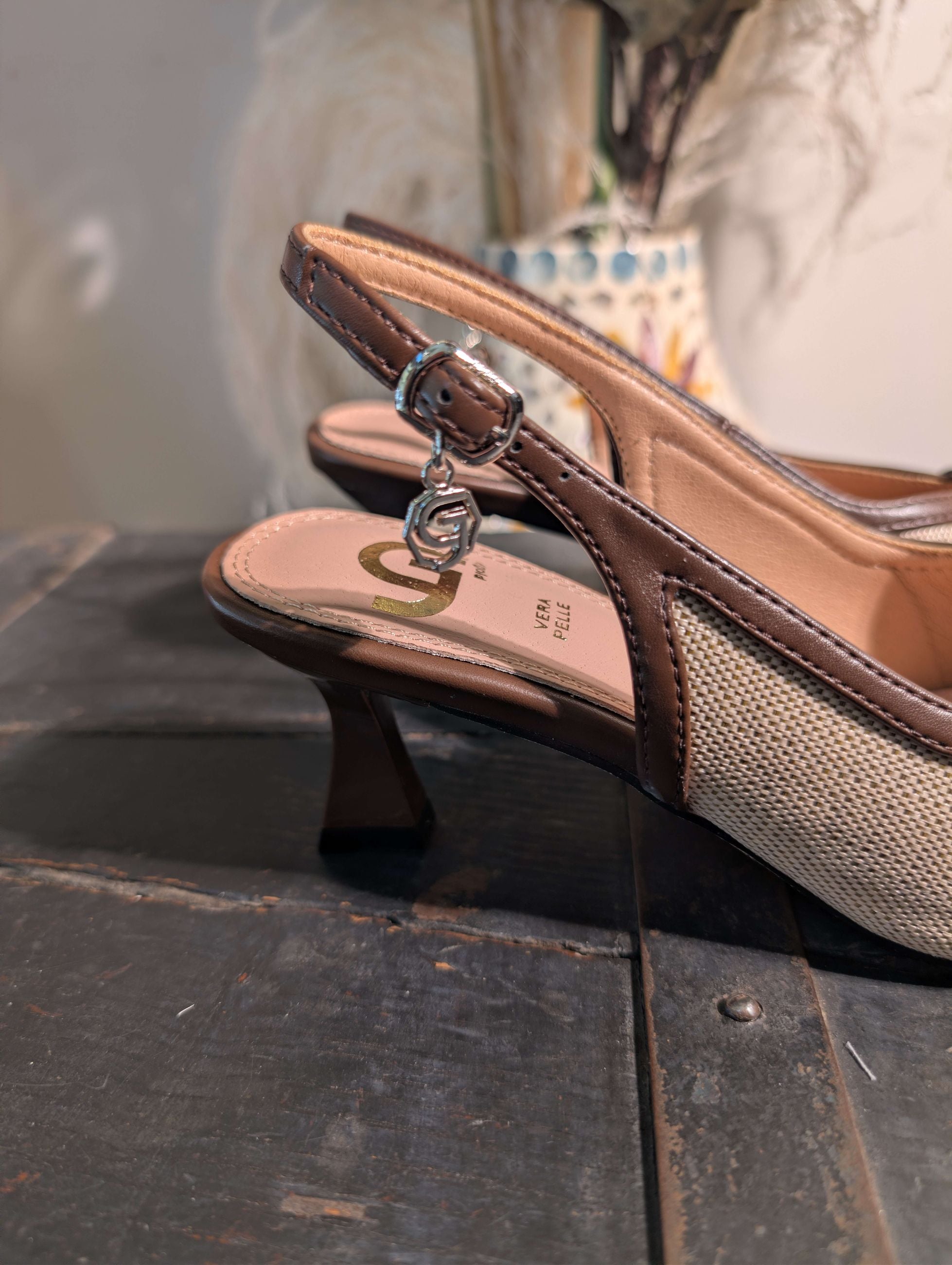 SLINGBACK INTRECCIATA CON MORSETTO - GOLD & GOLD