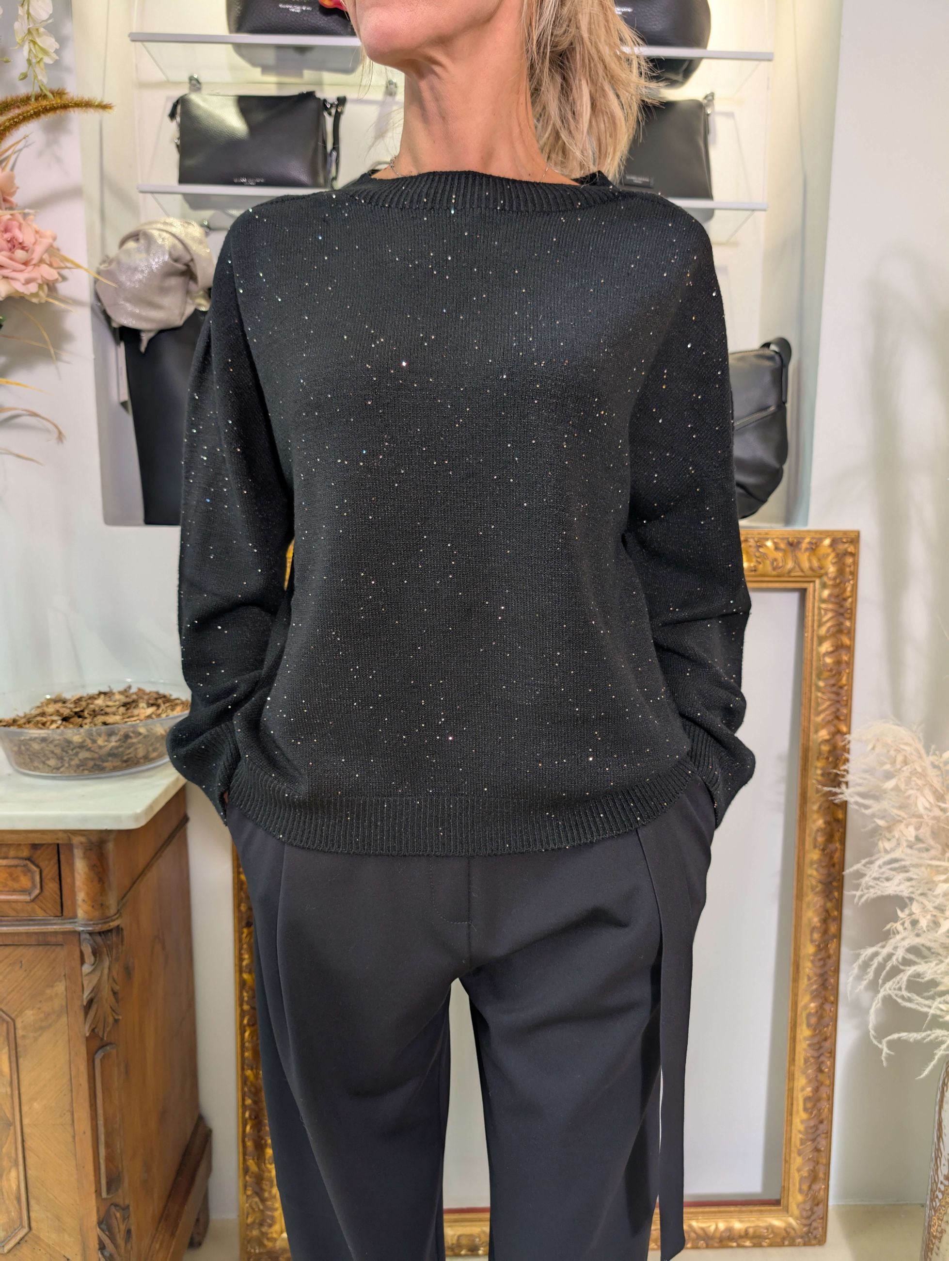 MAGLIA PAILLETTES GIROCOLLO - HAVE ONE