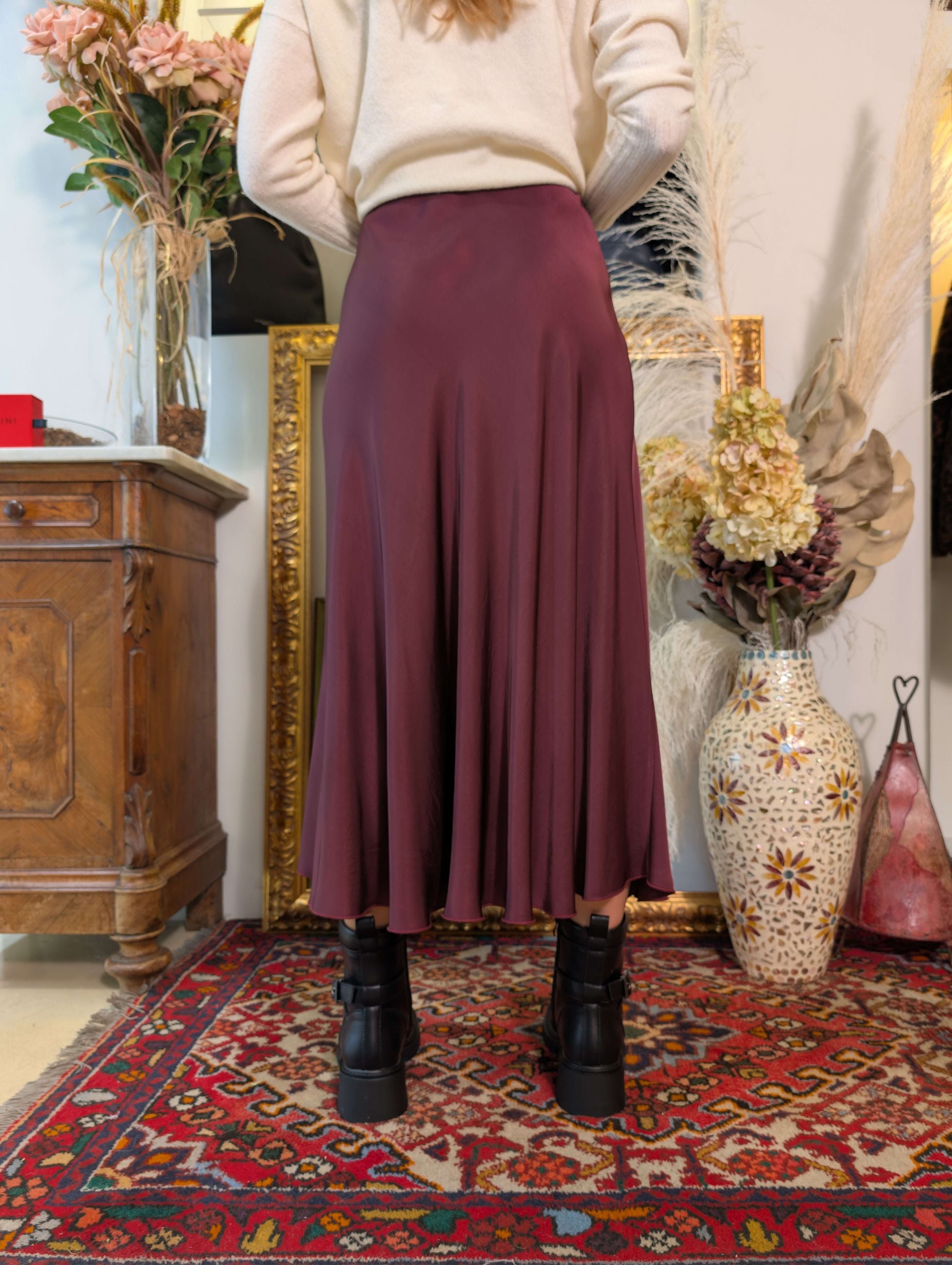 Gonna midi in raso di viscosa - SHE_FLORENCE_LAB