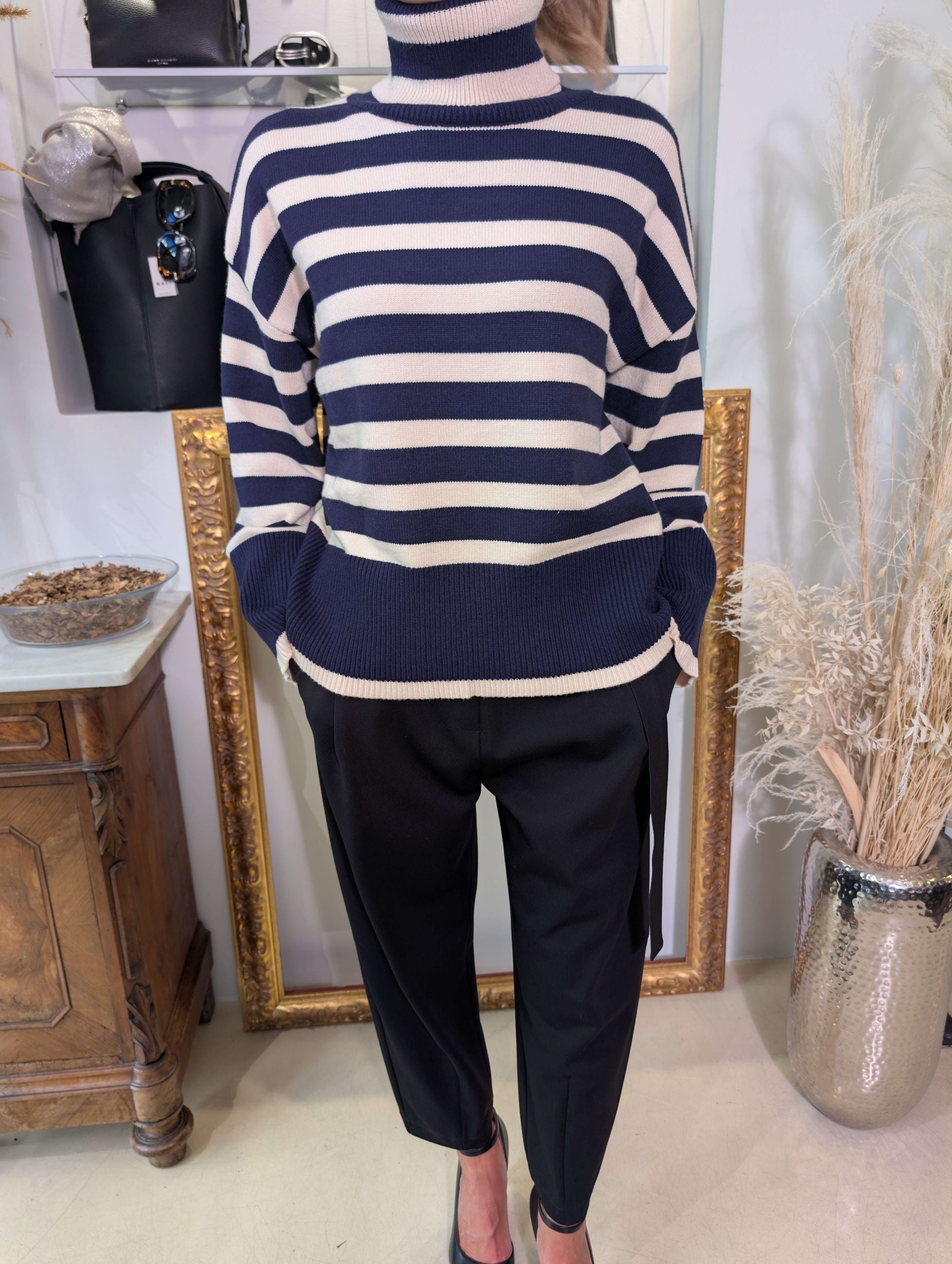Maglia french stripes a collo alto - ANNARITA N