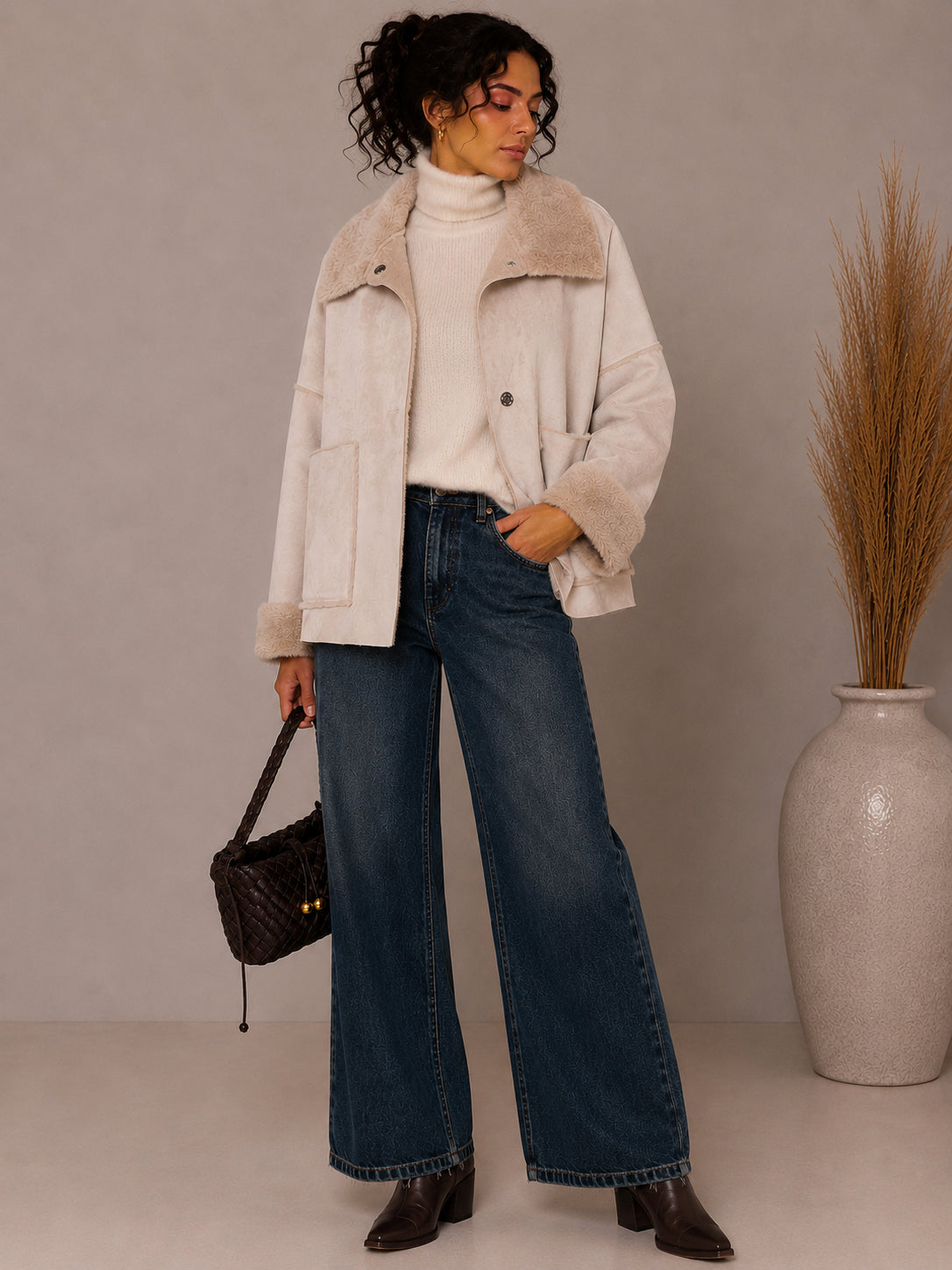 Giubbotto Oversize Suede Touch con Faux Fur - Sandro Ferrone