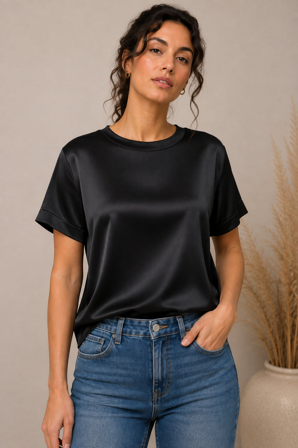Satin Fluid T-Shirt - SHE_FLORENCE_LAB