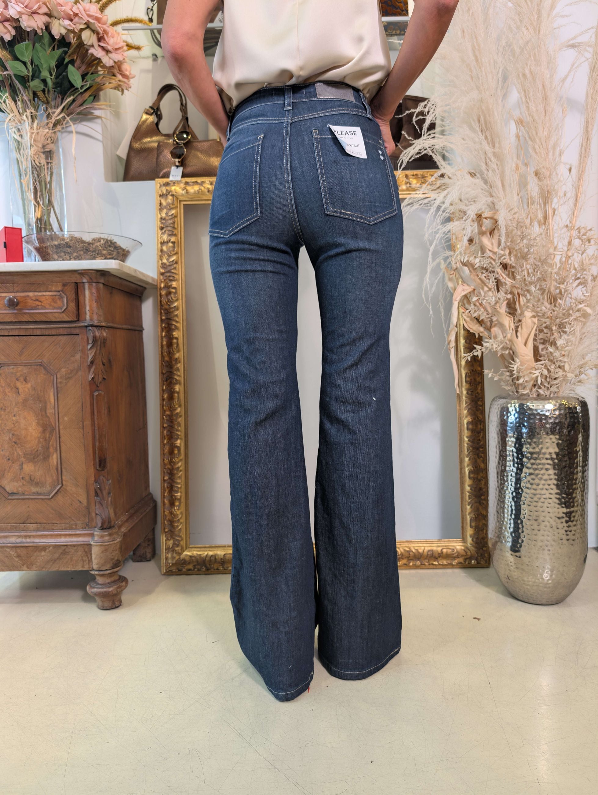 Panta in denim blue-black gamba flare - PLEASE