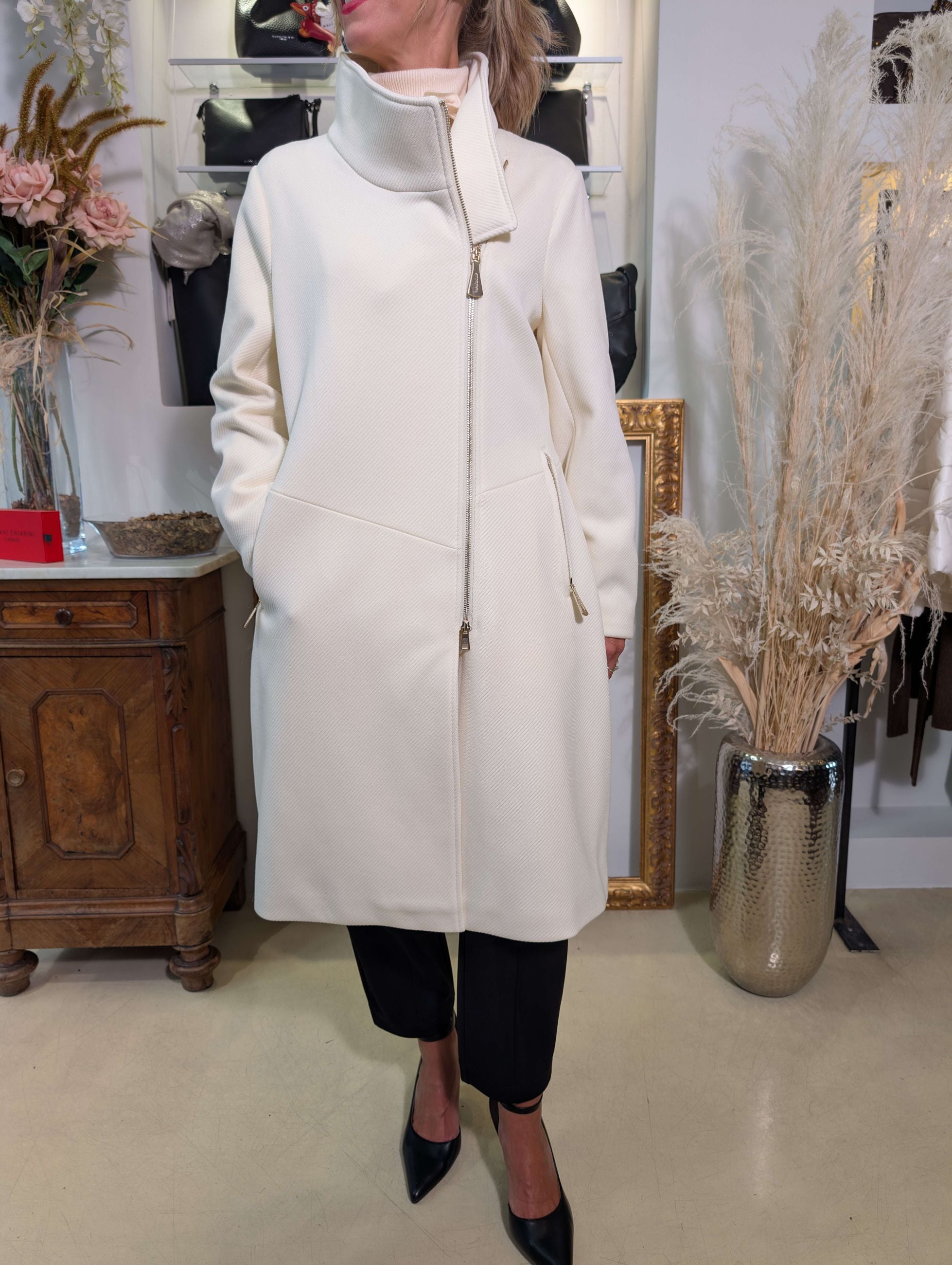 Cappotto midi in panno tecnico diagonale - MARKUP DONNA