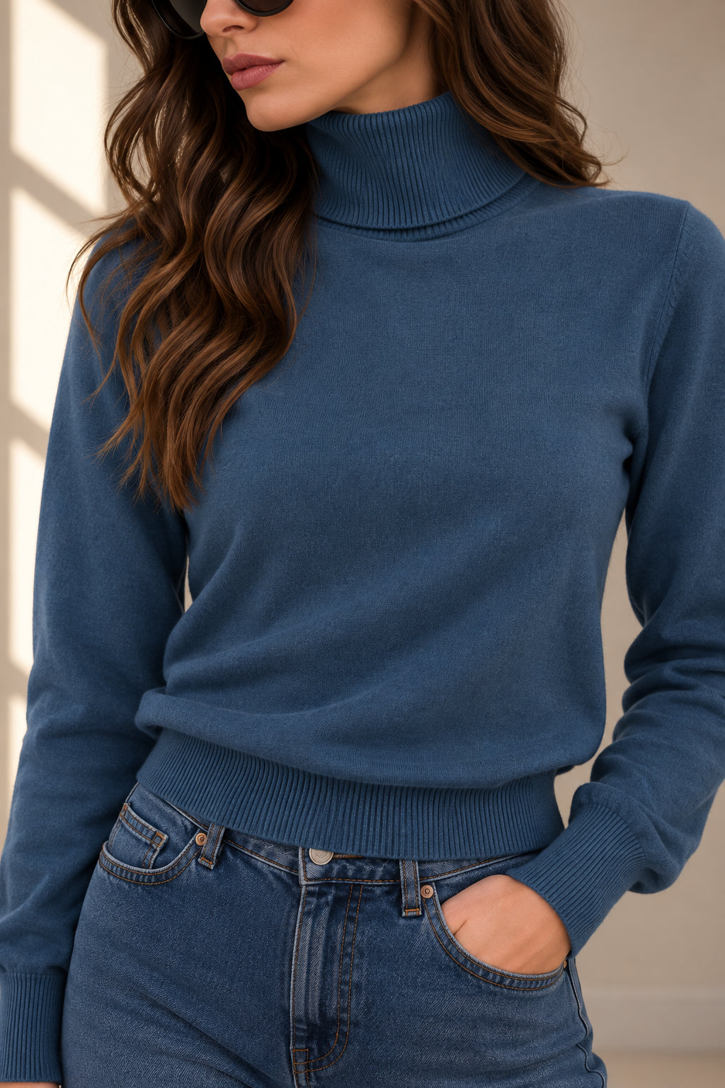 Maglia cropped a collo alto in viscosa – finezza 12 - MARKUP DONNA