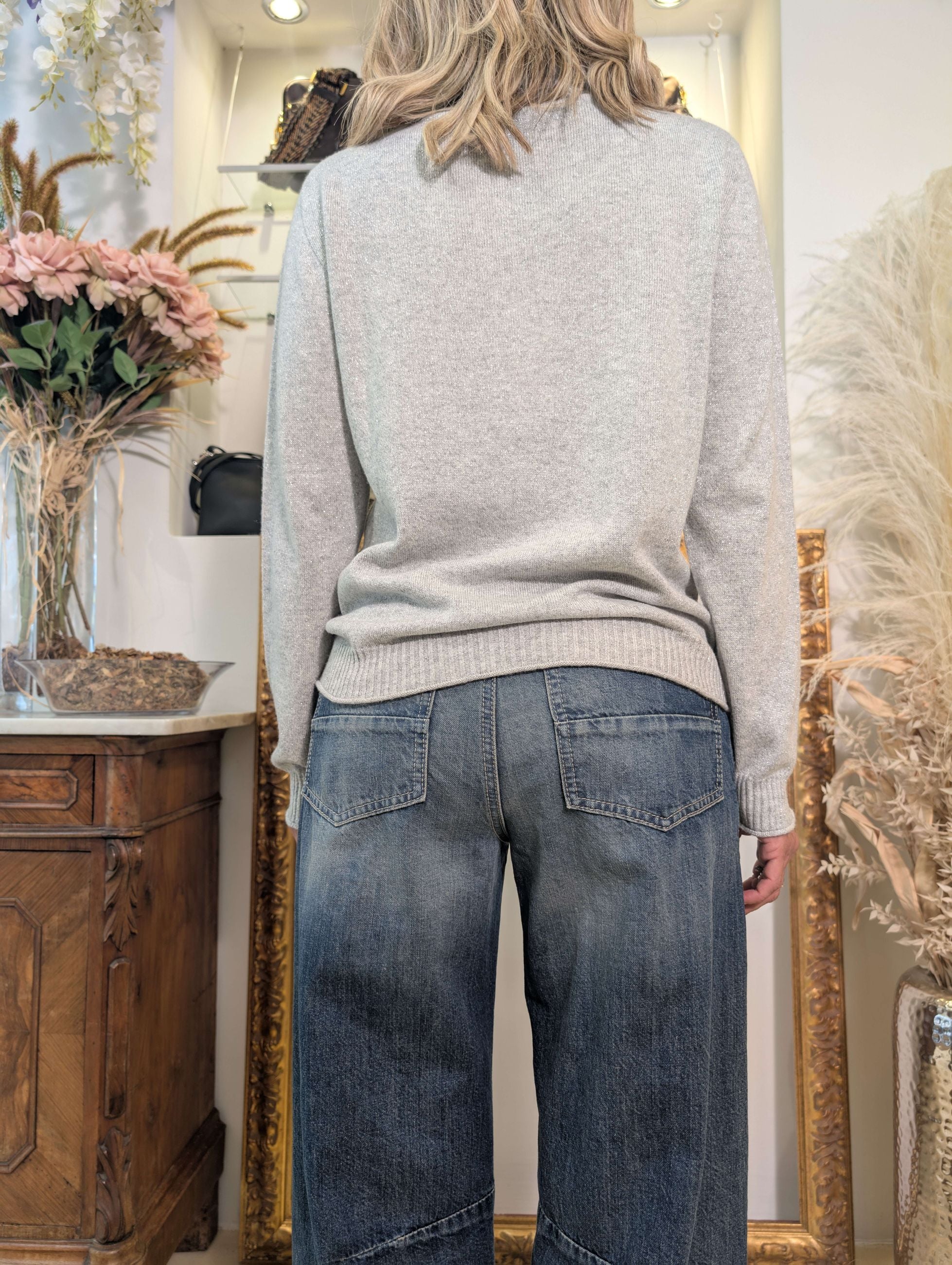 Maglia integrale scollo cratere con lurex - Sandro Ferrone