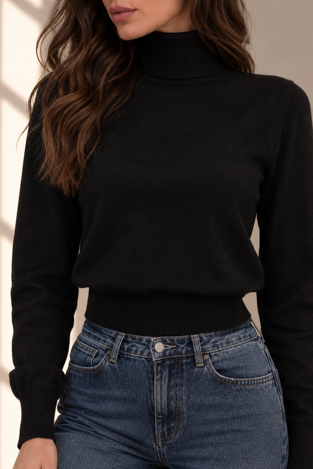 Maglia cropped a collo alto in viscosa – finezza 12 - MARKUP DONNA