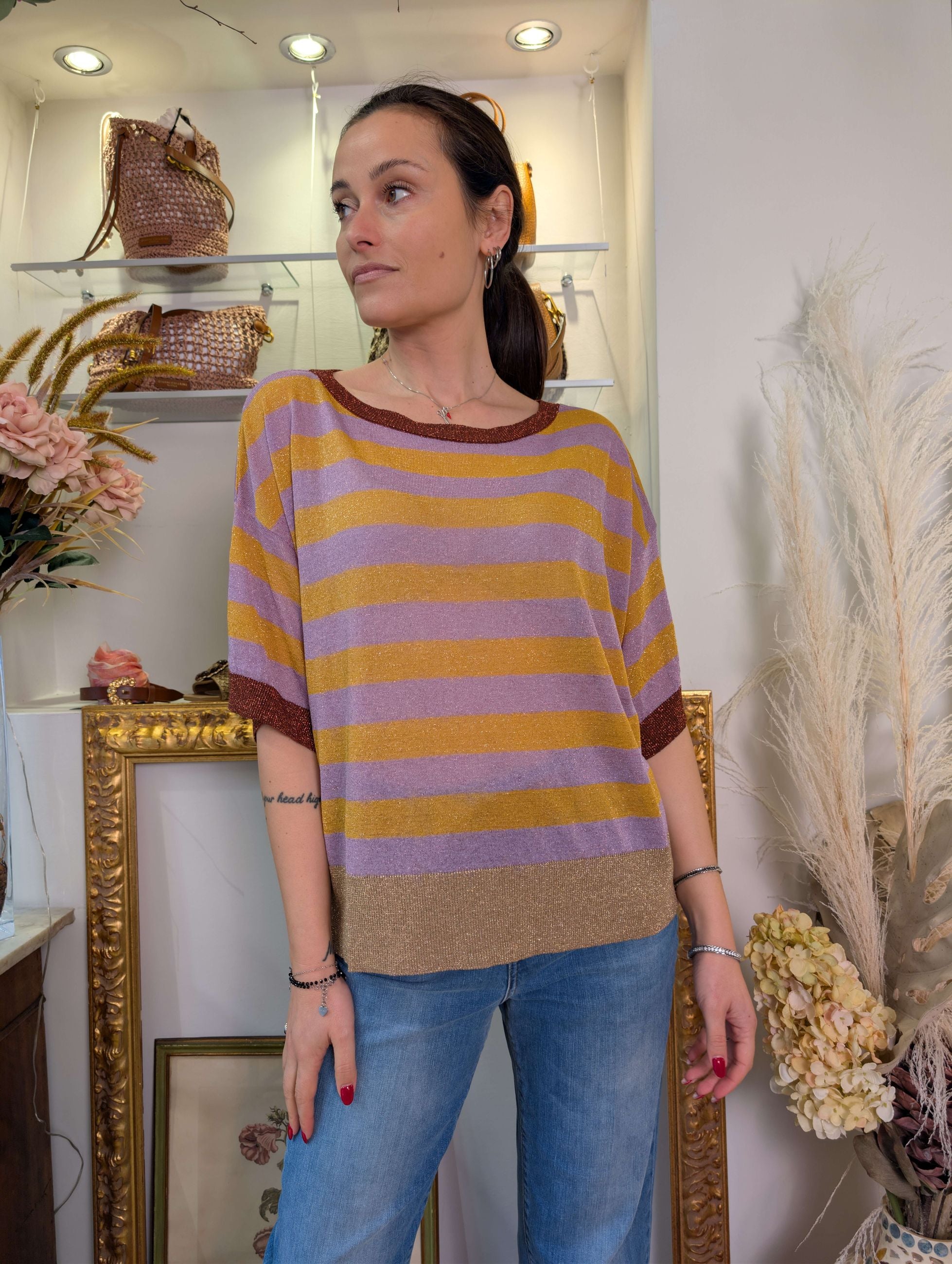 Maglia rigata multicolor con lurex - DIXIE