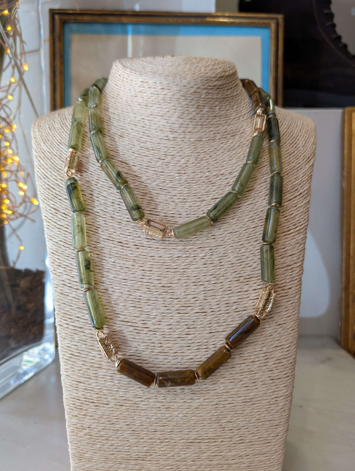 COLLANA JIL LUNGA PIETRE BAGUETTE VERDE - NALI'