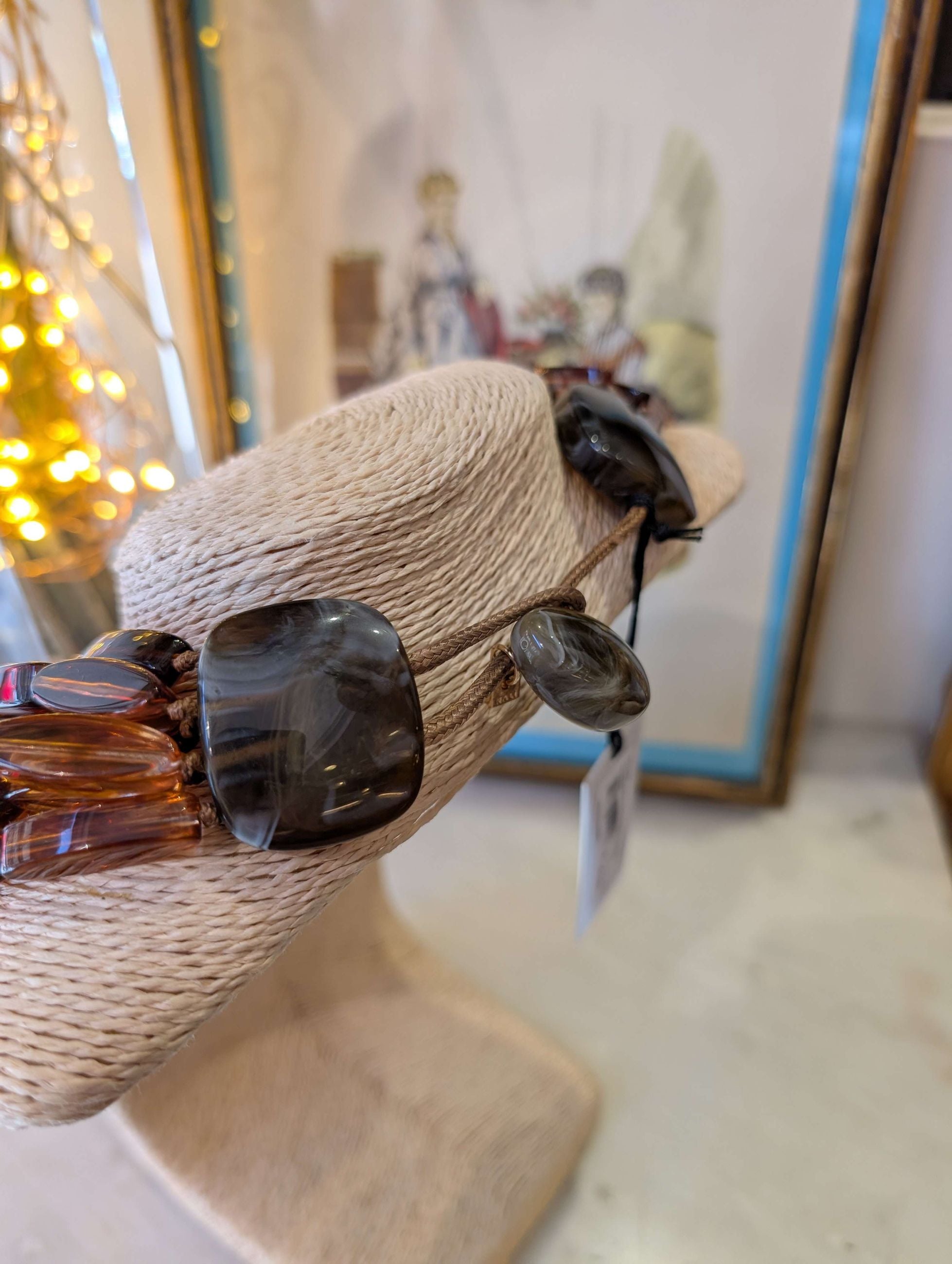 COLLANA AGATA MULTIFILO IN RESINA MARRONE - NALI'