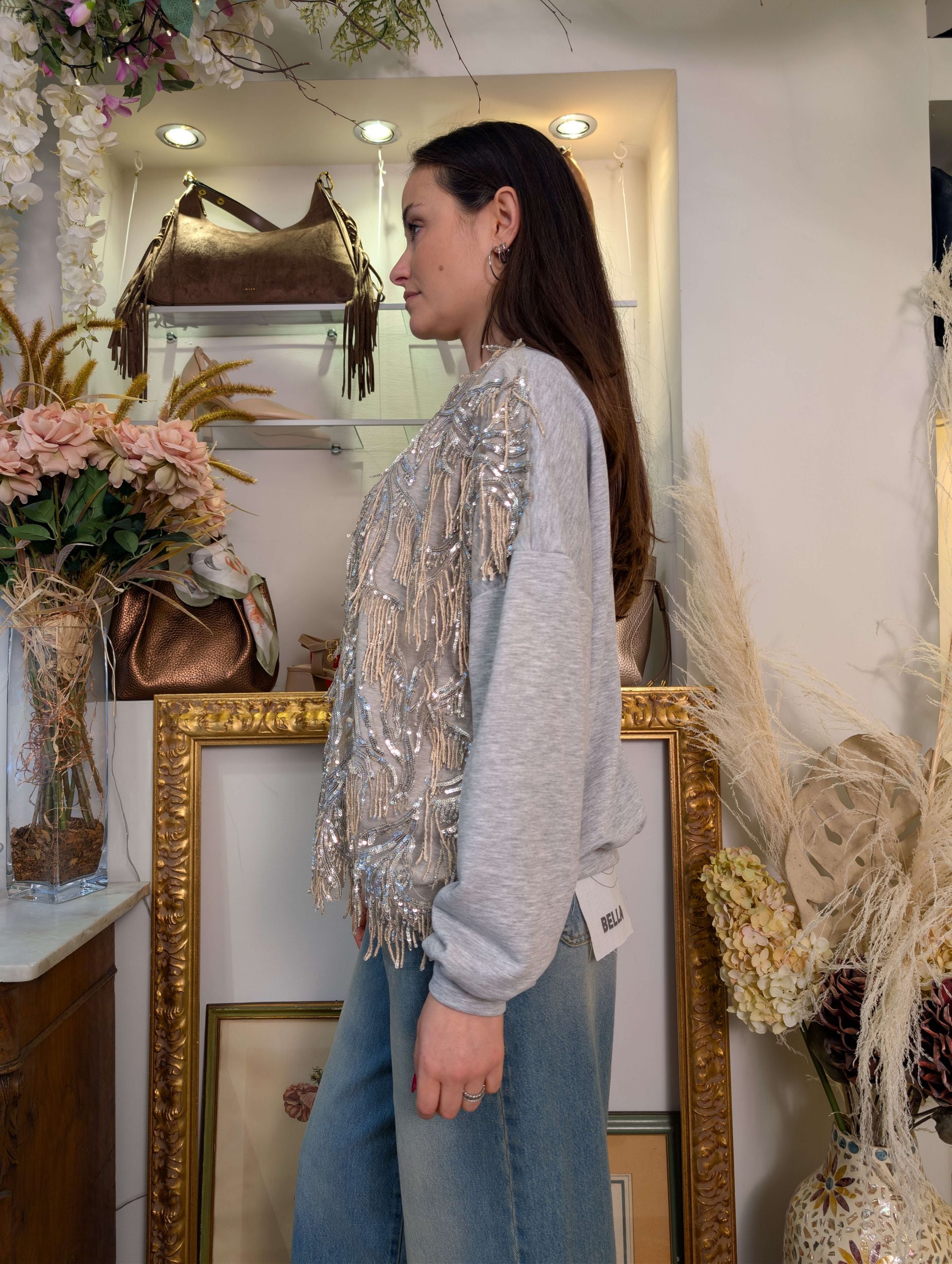 Felpa con paillettes e frange - HAVE ONE