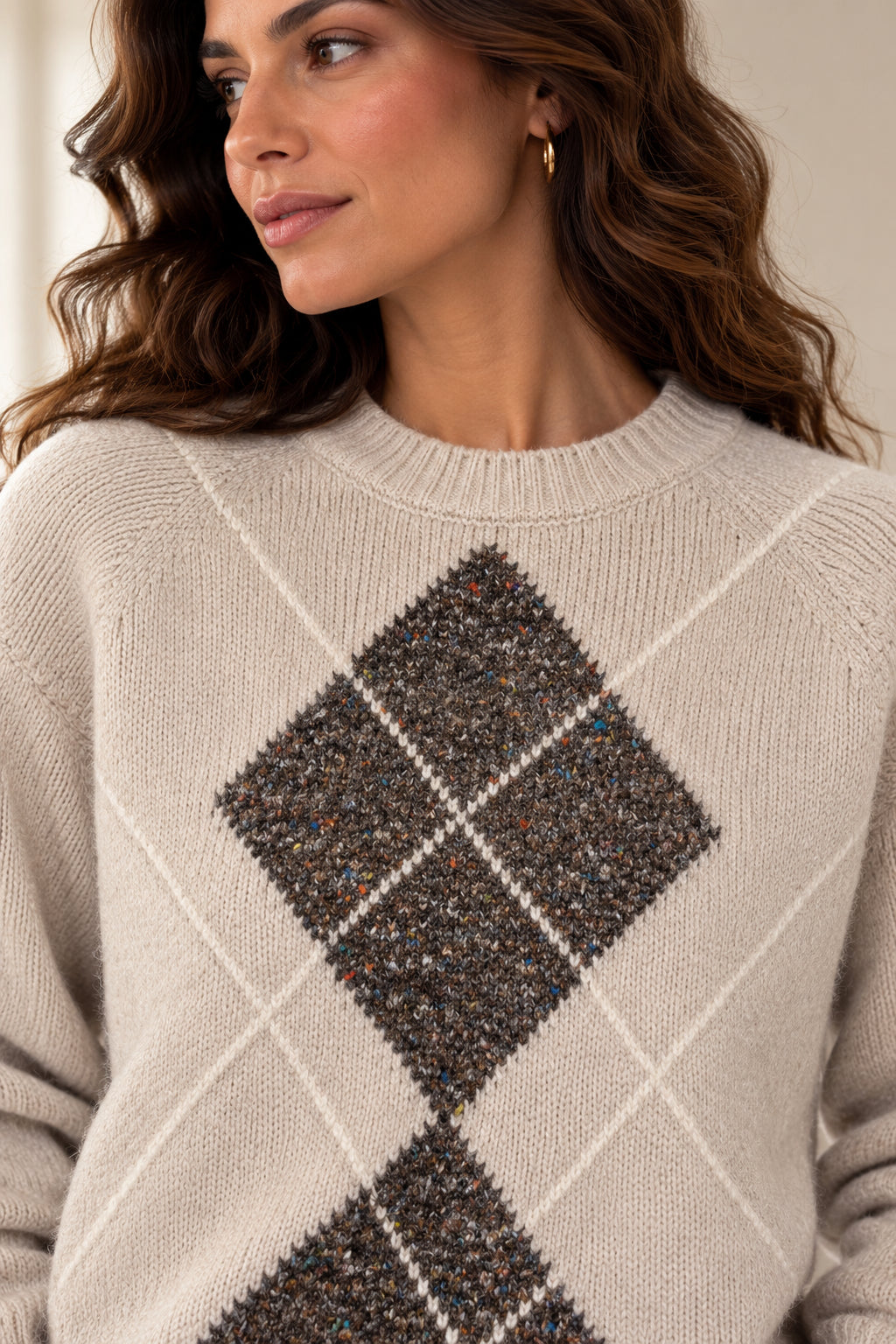 Maglia girocollo con motivo rombi - MARKUP DONNA