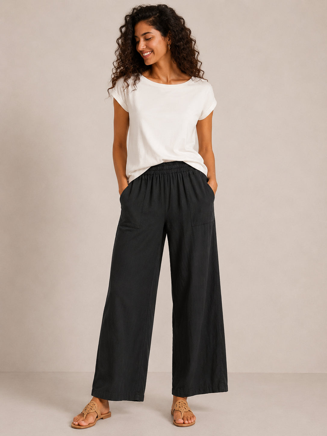 Panta essential in cotone leggero tinto in capo - SHE_FLORENCE_LAB