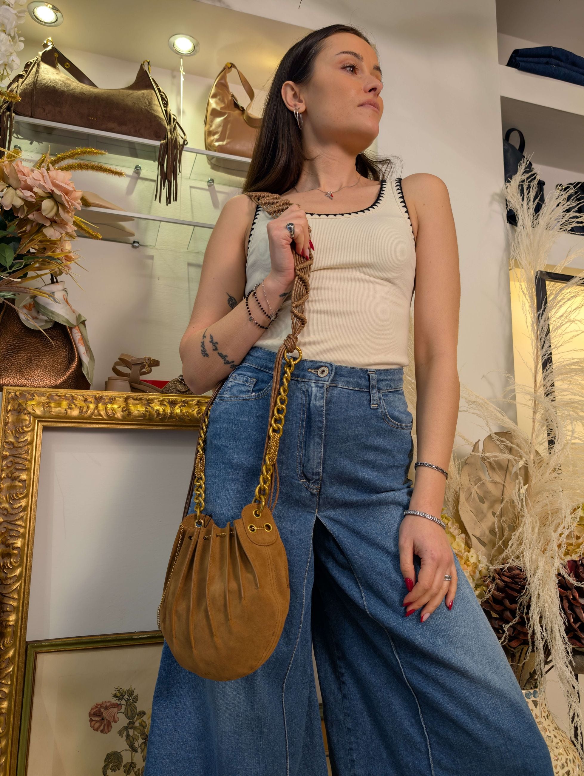 BORSA EVISSA SMALL + TRACOLLA MARRONE - NALI'