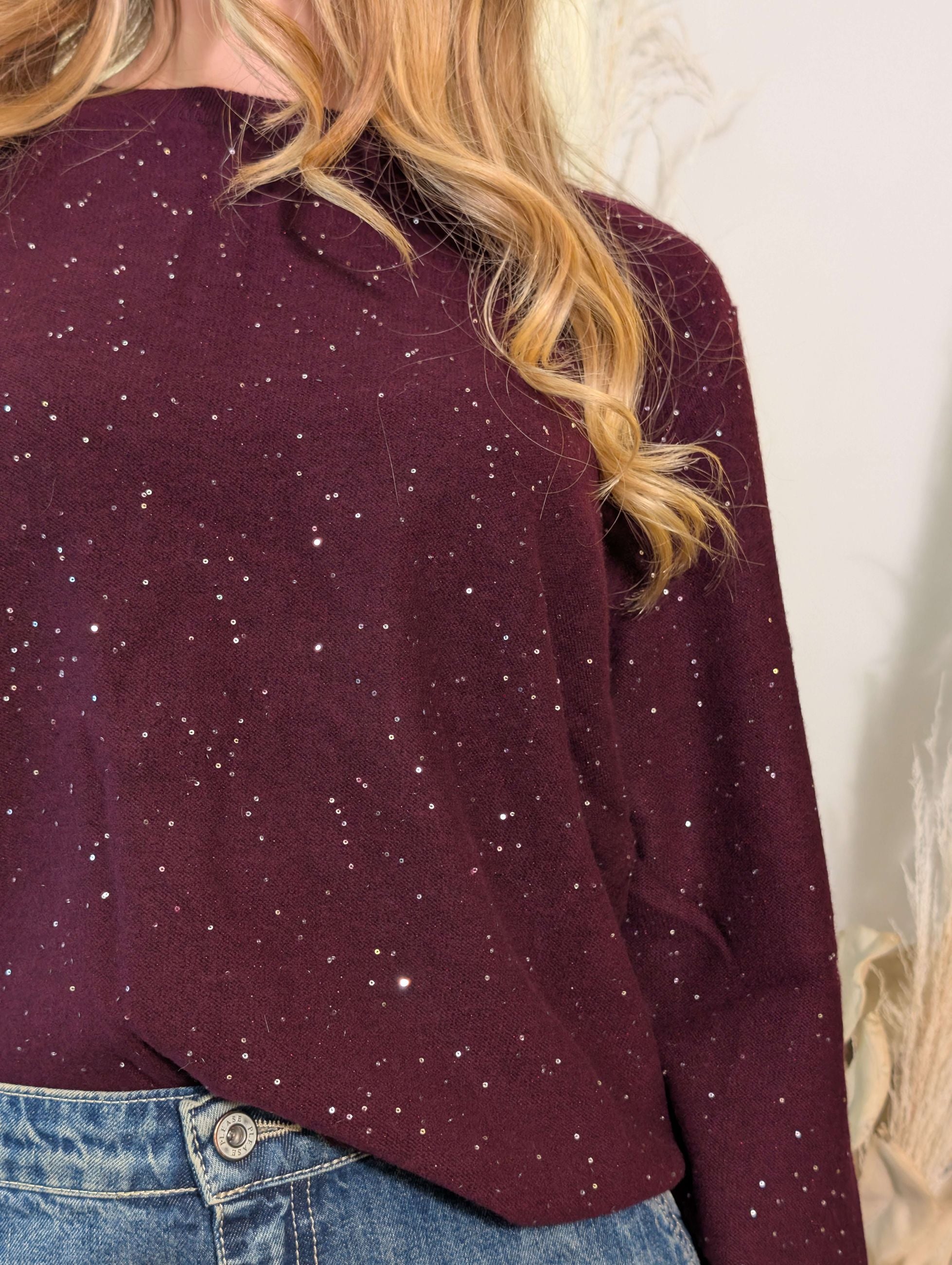 Maglioncino girocollo in cashmere con micropaillettes - SHE_FLORENCE_LAB
