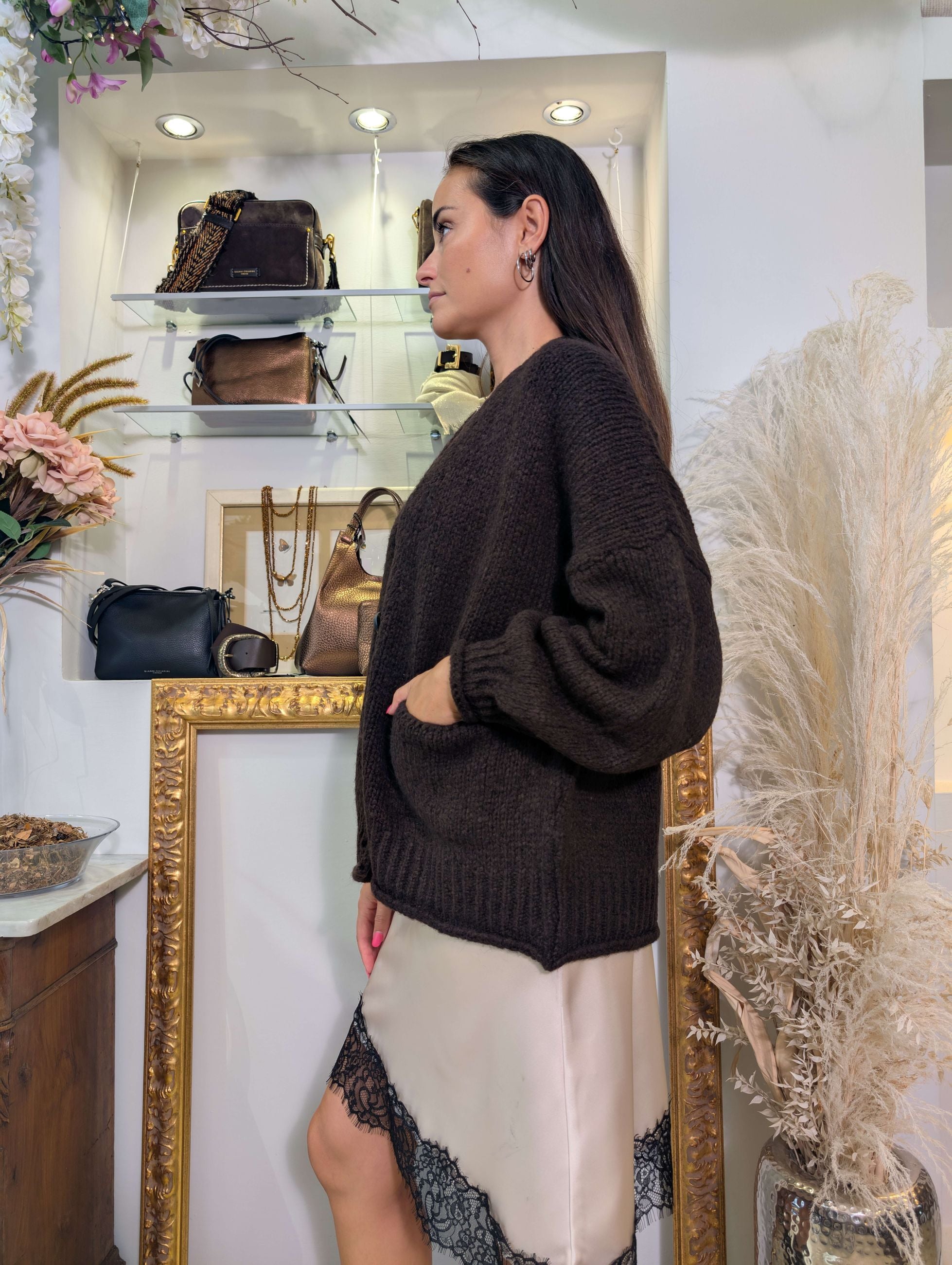 Cardigan Oversized Fit a 3 Bottoni – Finezza 3 con Maniche Balloon - HAVE ONE