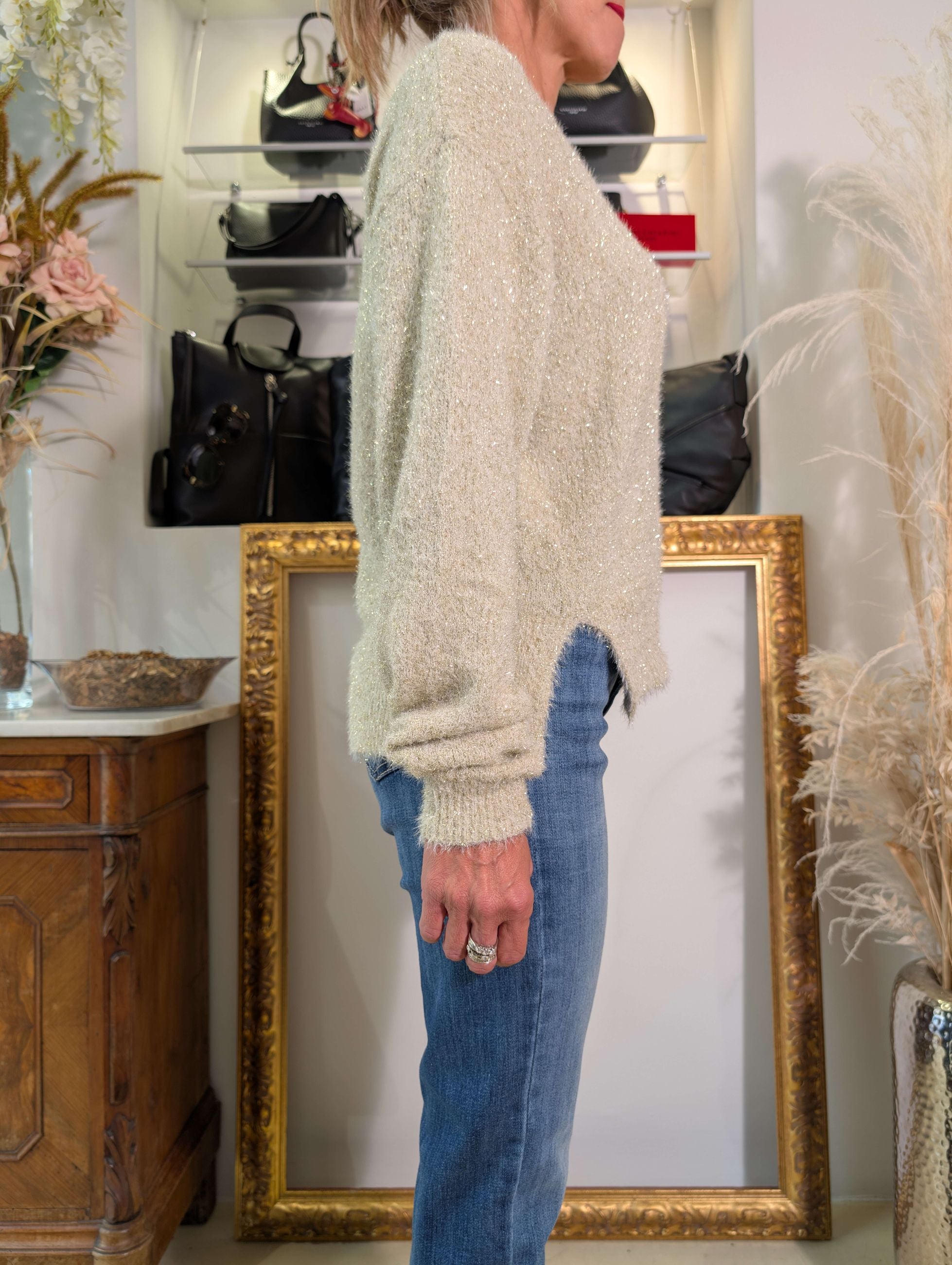 Maglia scollo a V lurex - SHE_FLORENCE_LAB