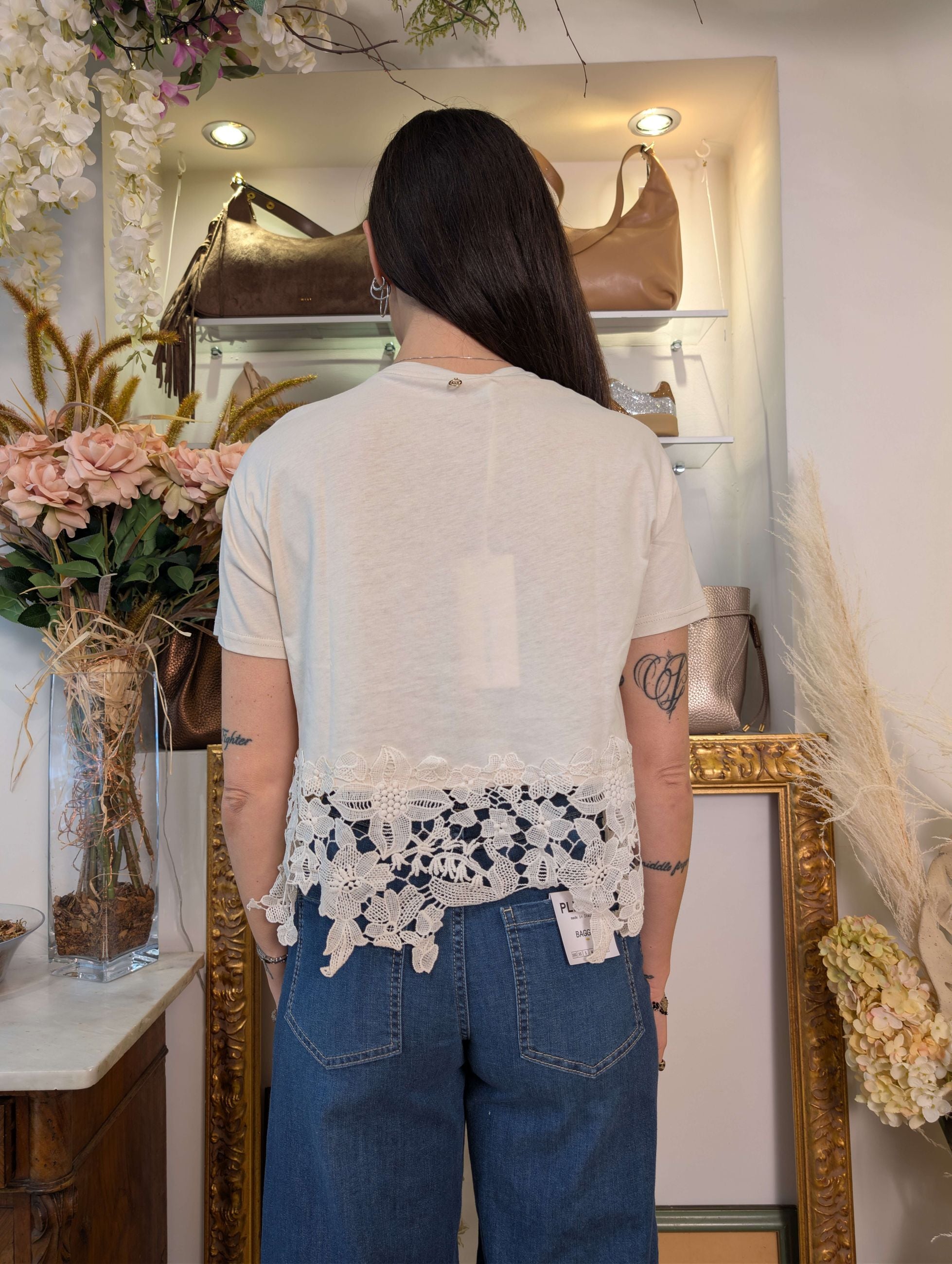 Blusa in cotone con pizzo macramé Le Sarte del Sole - LE SARTE DEL SOLE