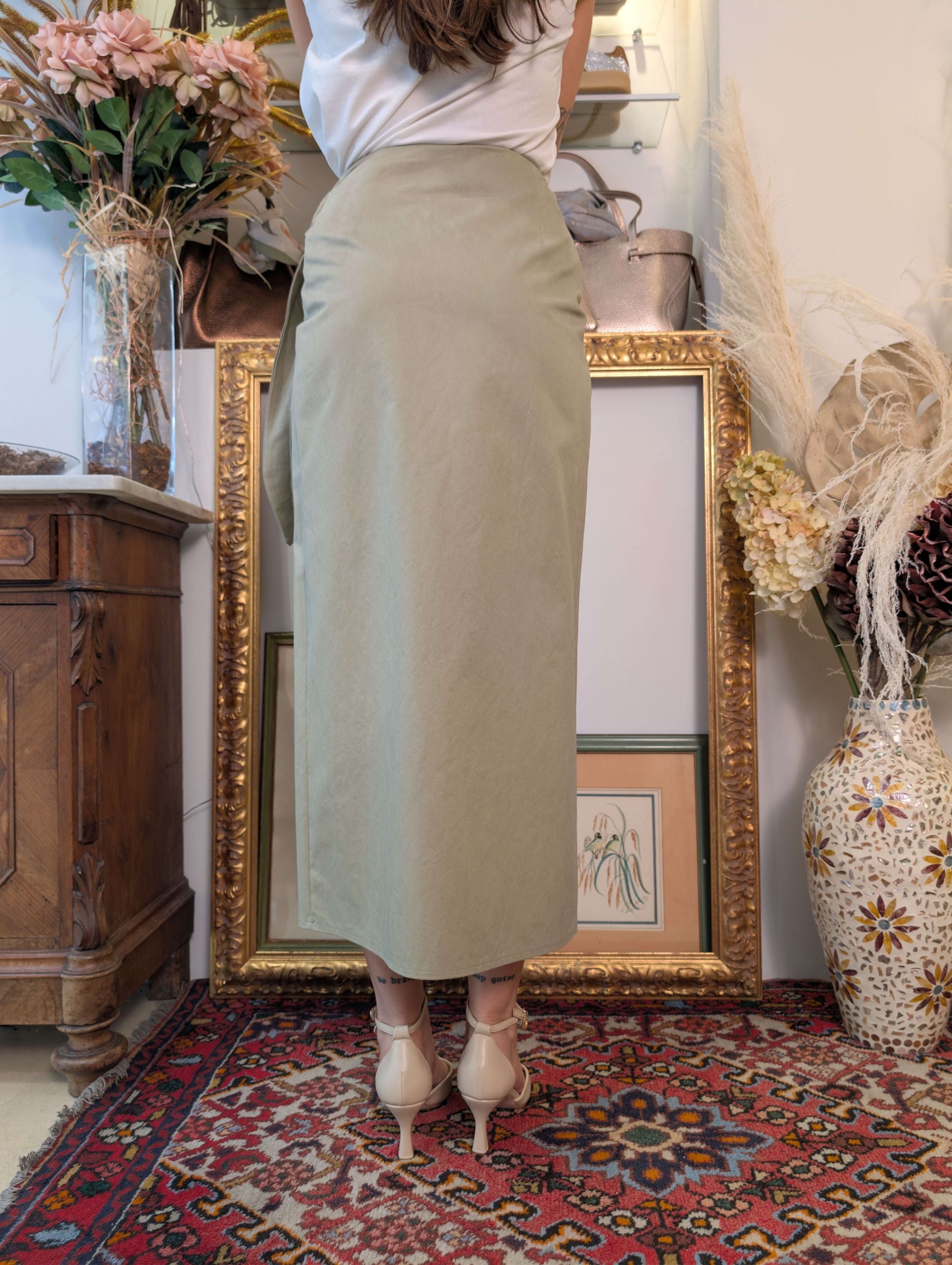 Gonna pareo in gabardina di cotone - TENSIONE IN