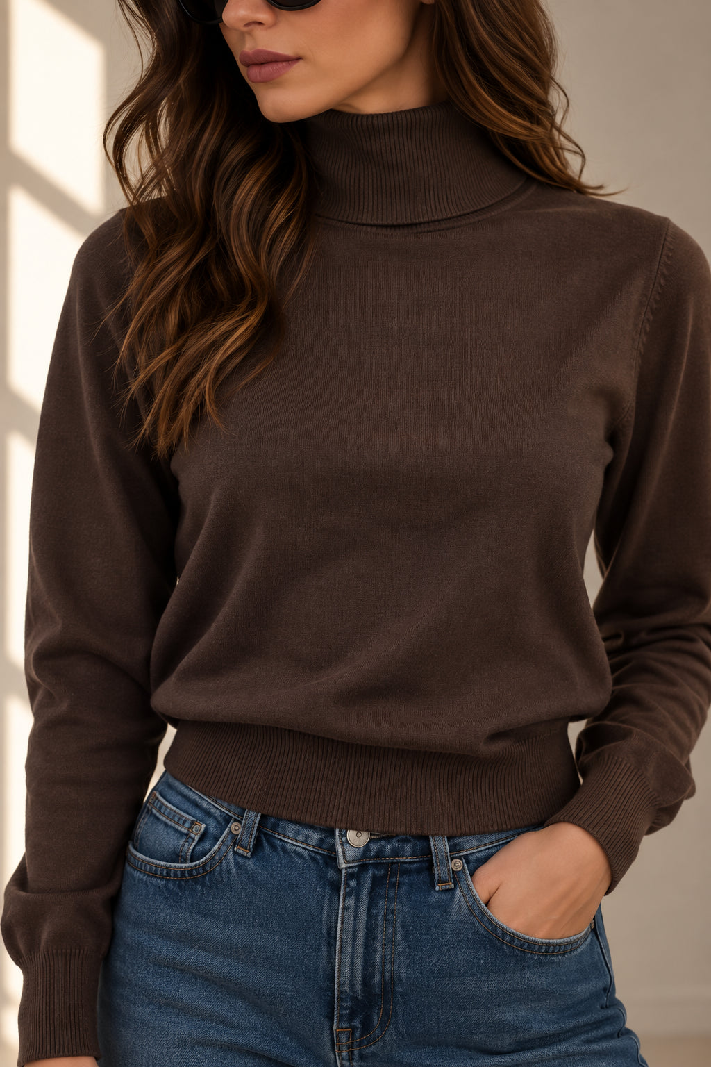 Maglia cropped a collo alto in viscosa – finezza 12 - MARKUP DONNA