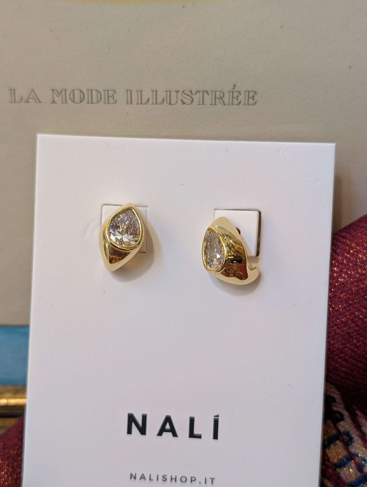 ORECCHINI DROP MAXI CON ZIRCONE ORO - NALI'
