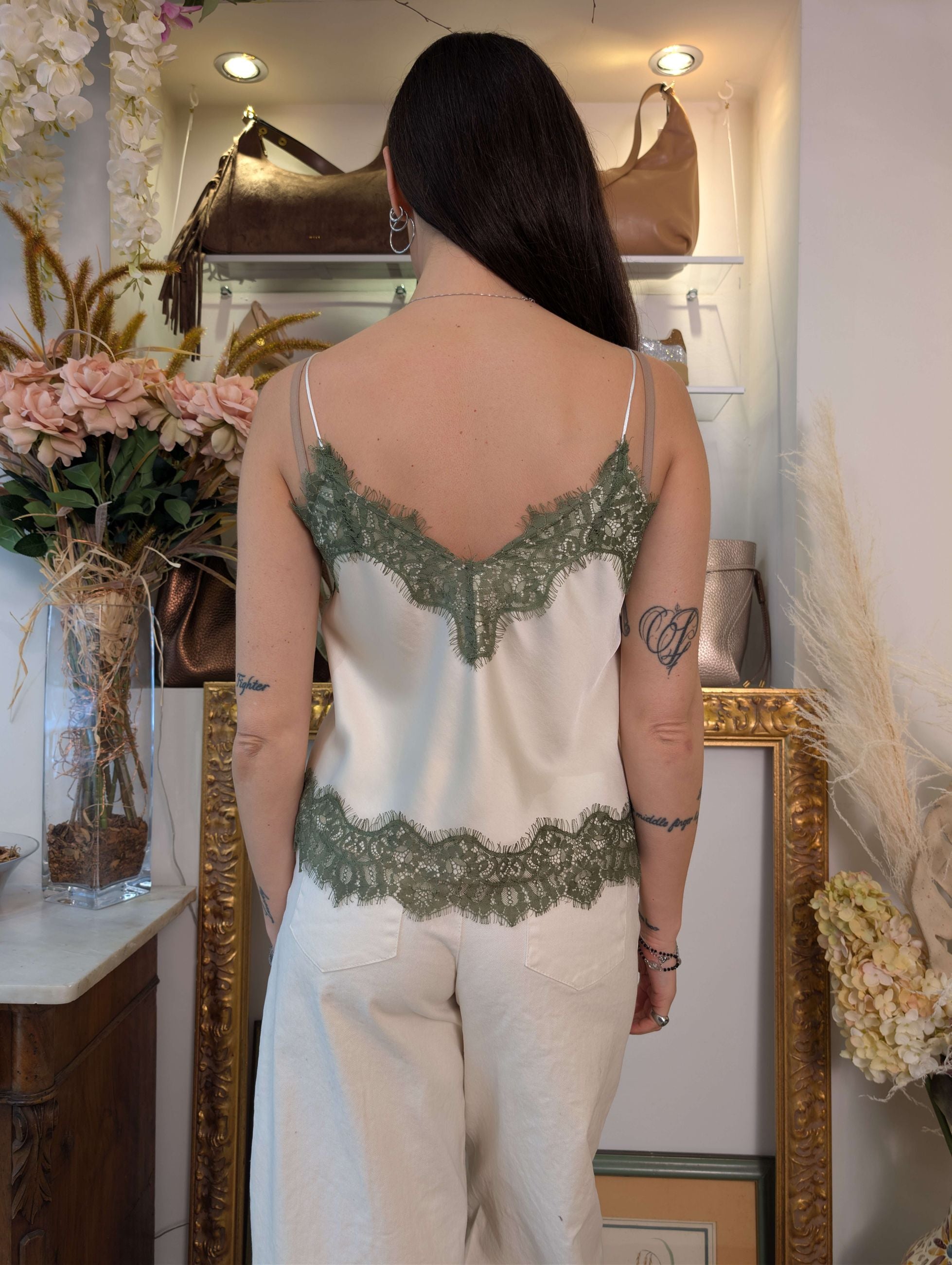 Top in satin con pizzo - TENSIONE IN
