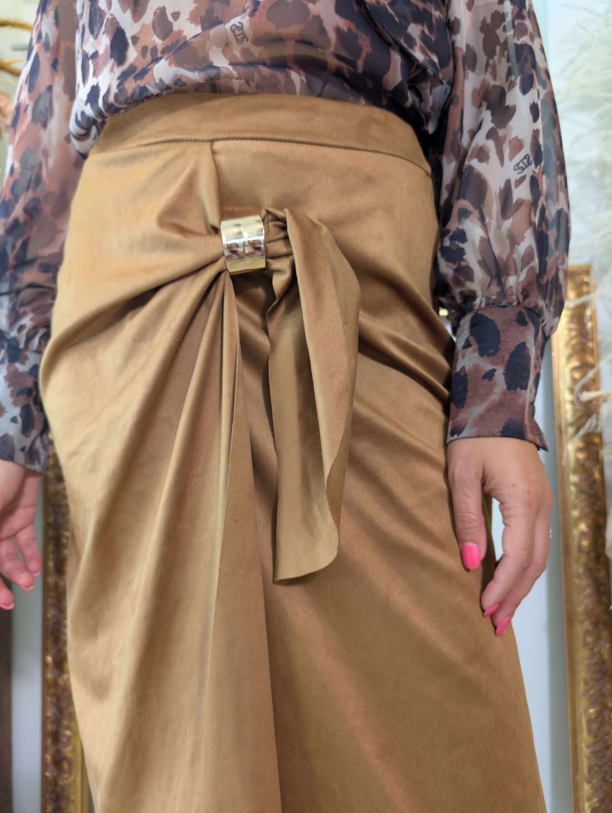 Gonna longuette in suede - SHE_FLORENCE_LAB