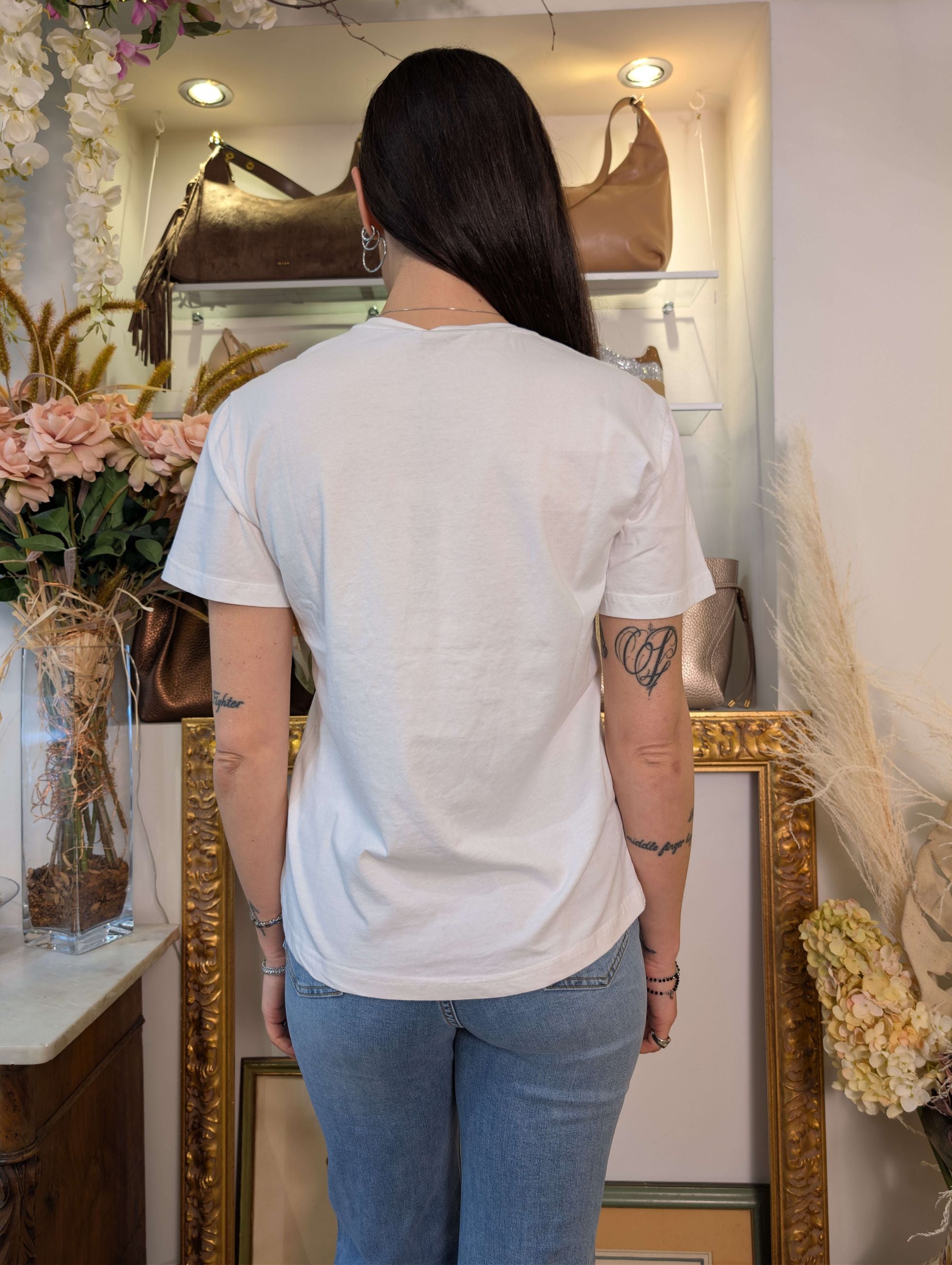 T-shirt ricamo green butterfly - Sandro Ferrone