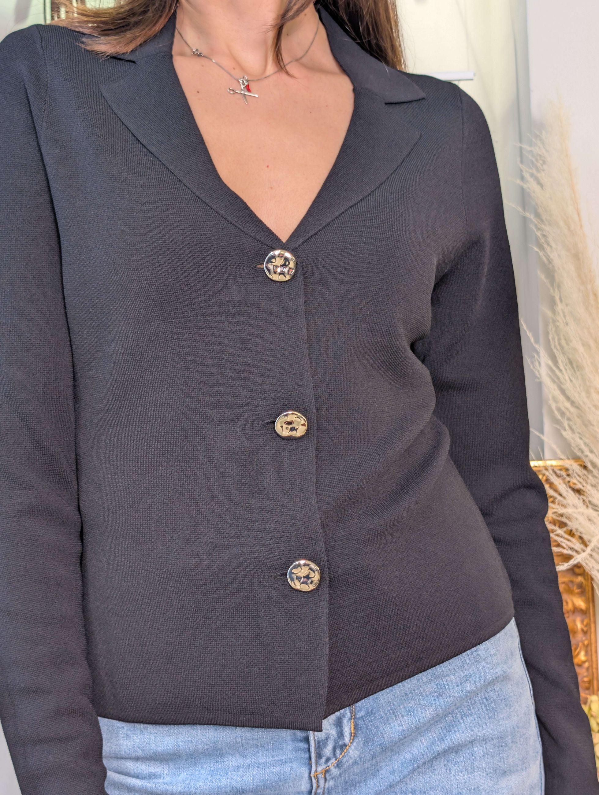 Blazer in maglia stoffa con bottoni silver - SHE_FLORENCE_LAB