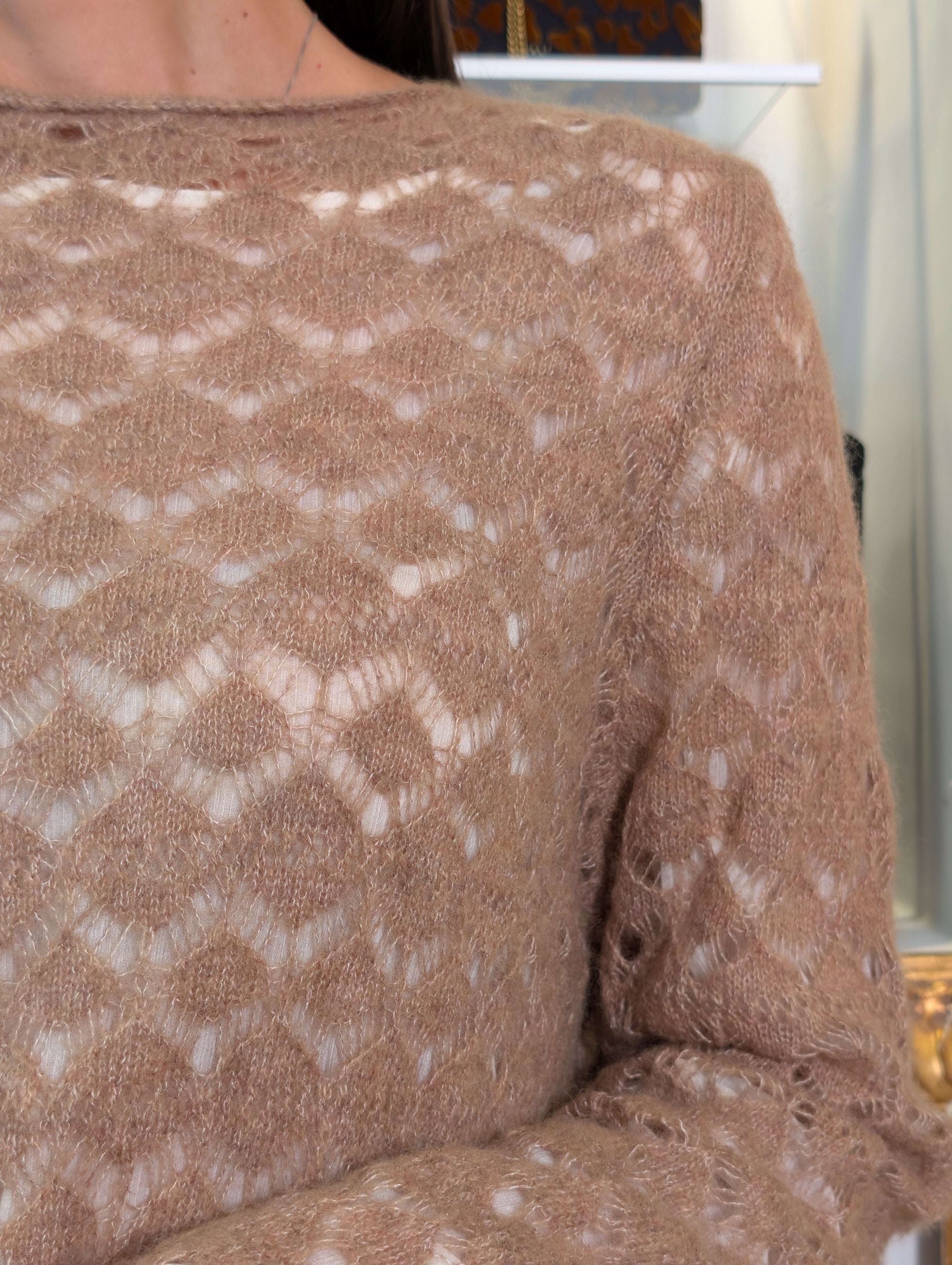 Maglia in alpaca effetto pizzo - .SOLO TRE