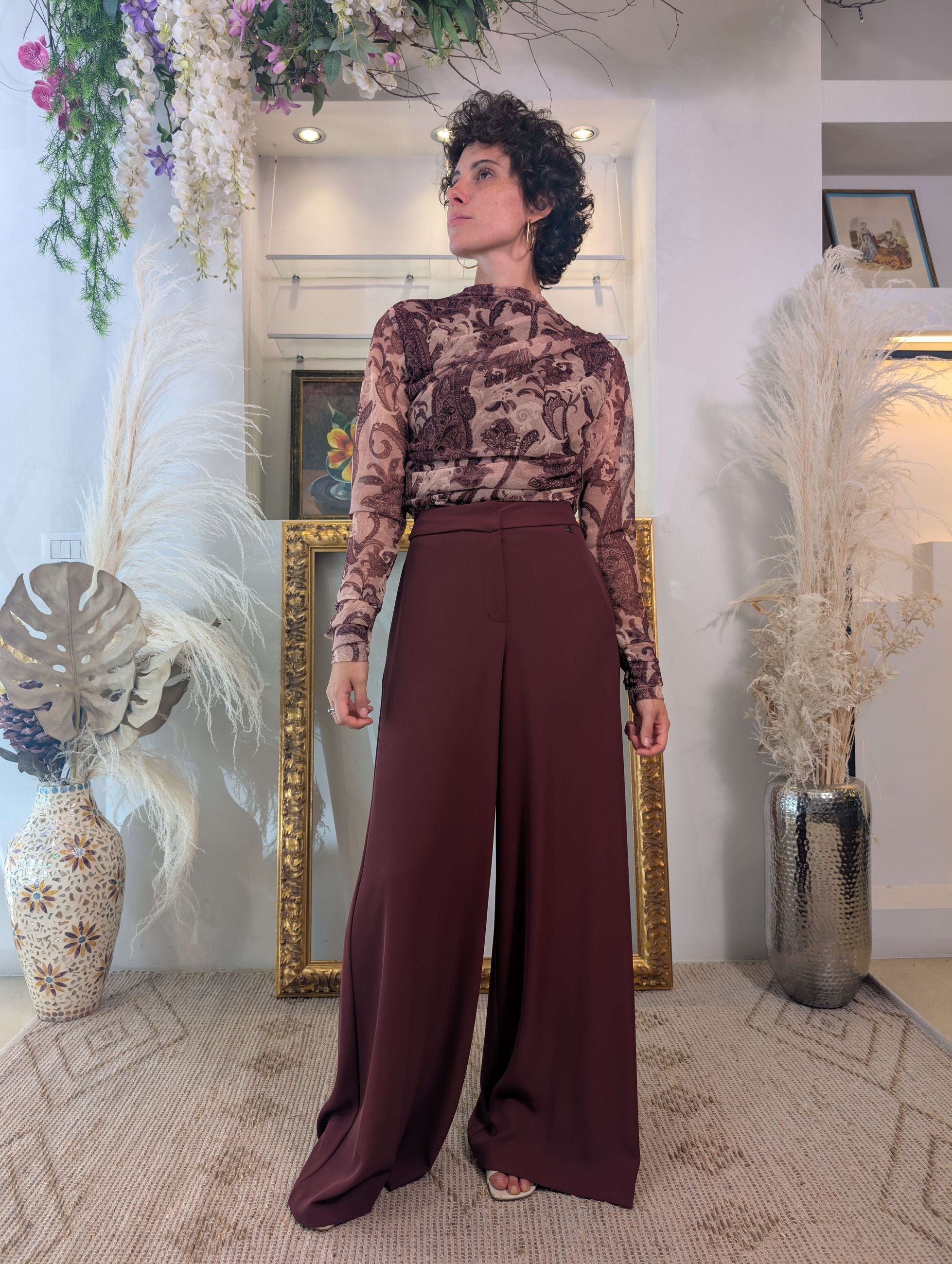 Pantalone palazzo in fluido cadì armaturato - DIXIE