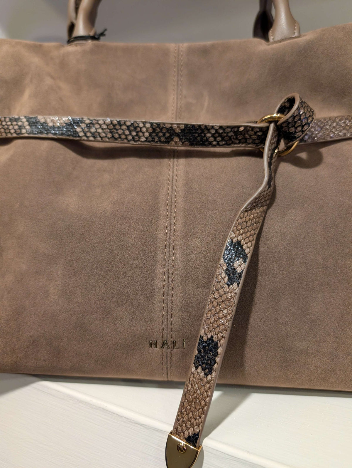 BORSA MELISSA CON DETTAGLI IN PITONE MARRONE - NALI'