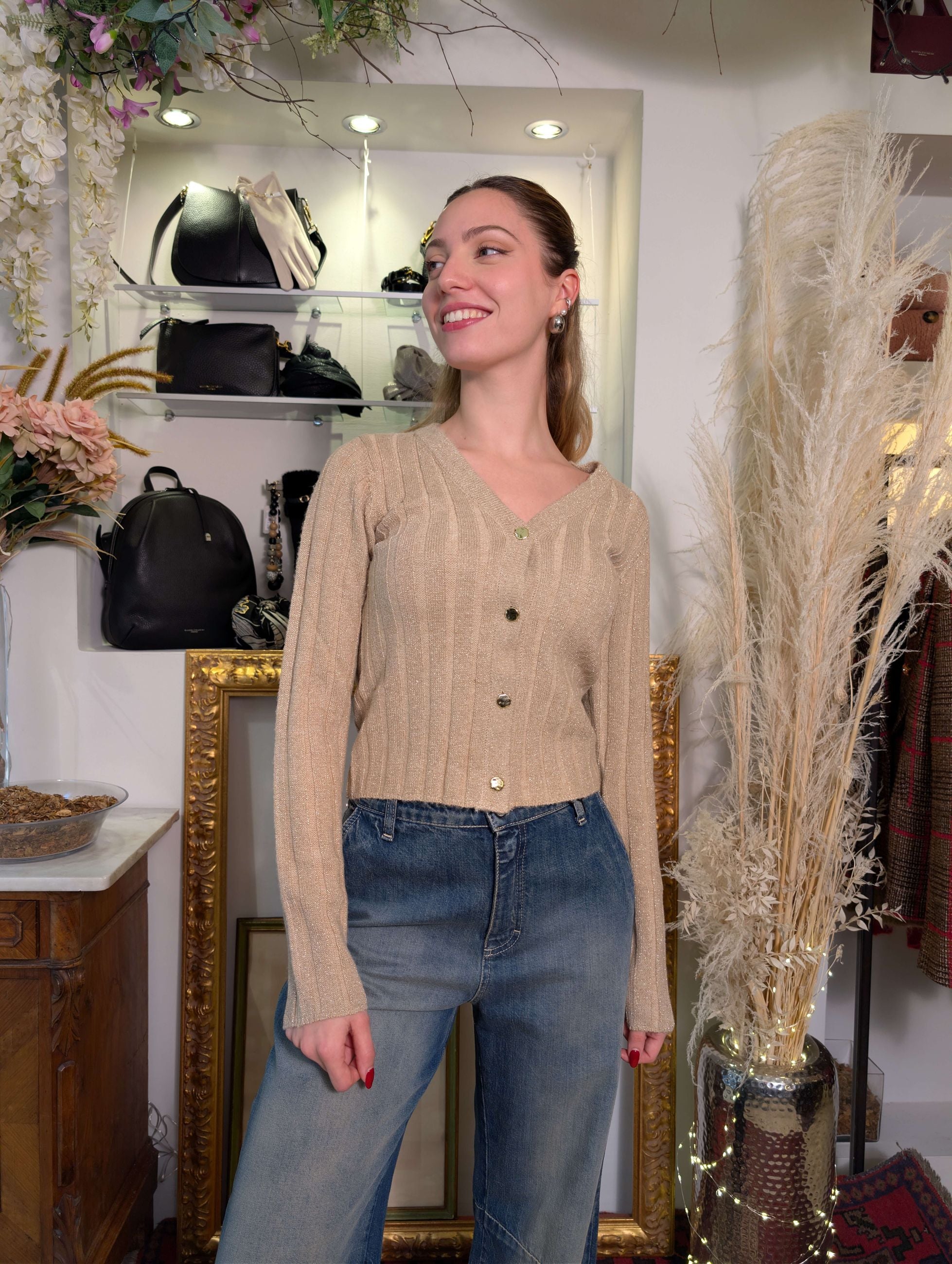 Cardigan con lurex e bottoni gold - MARKUP DONNA