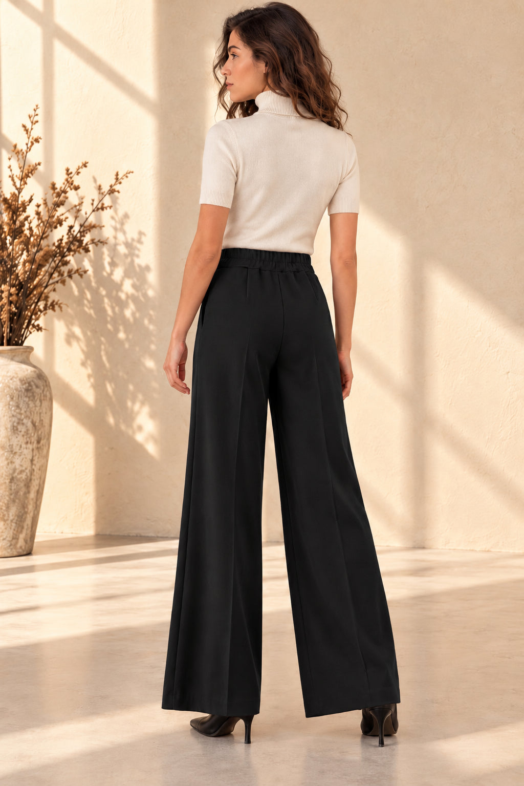 Pantalone Wide Leg con Pinces in Punto Milano - SHE_FLORENCE_LAB