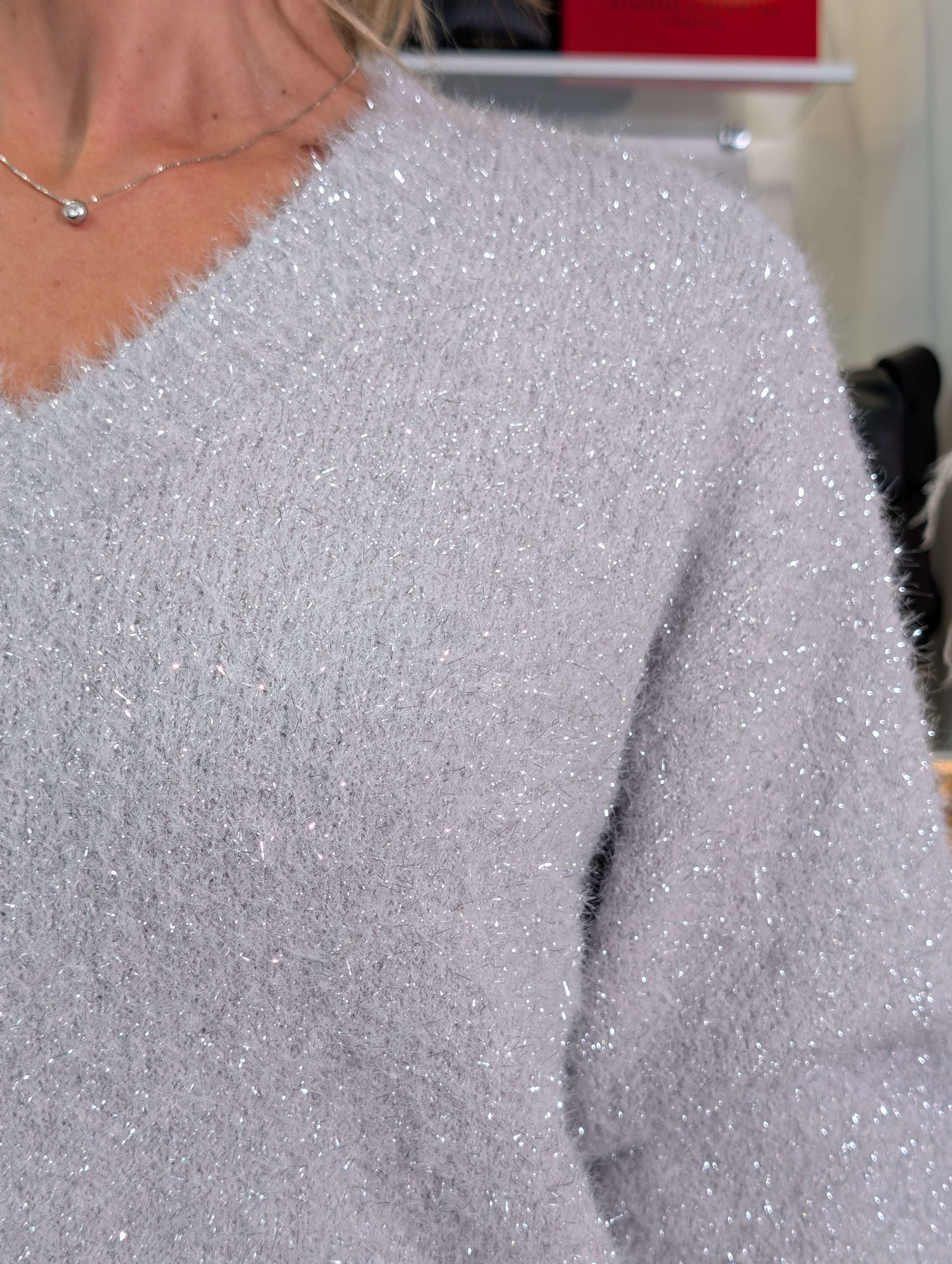 Maglia scollo a V lurex - SHE_FLORENCE_LAB