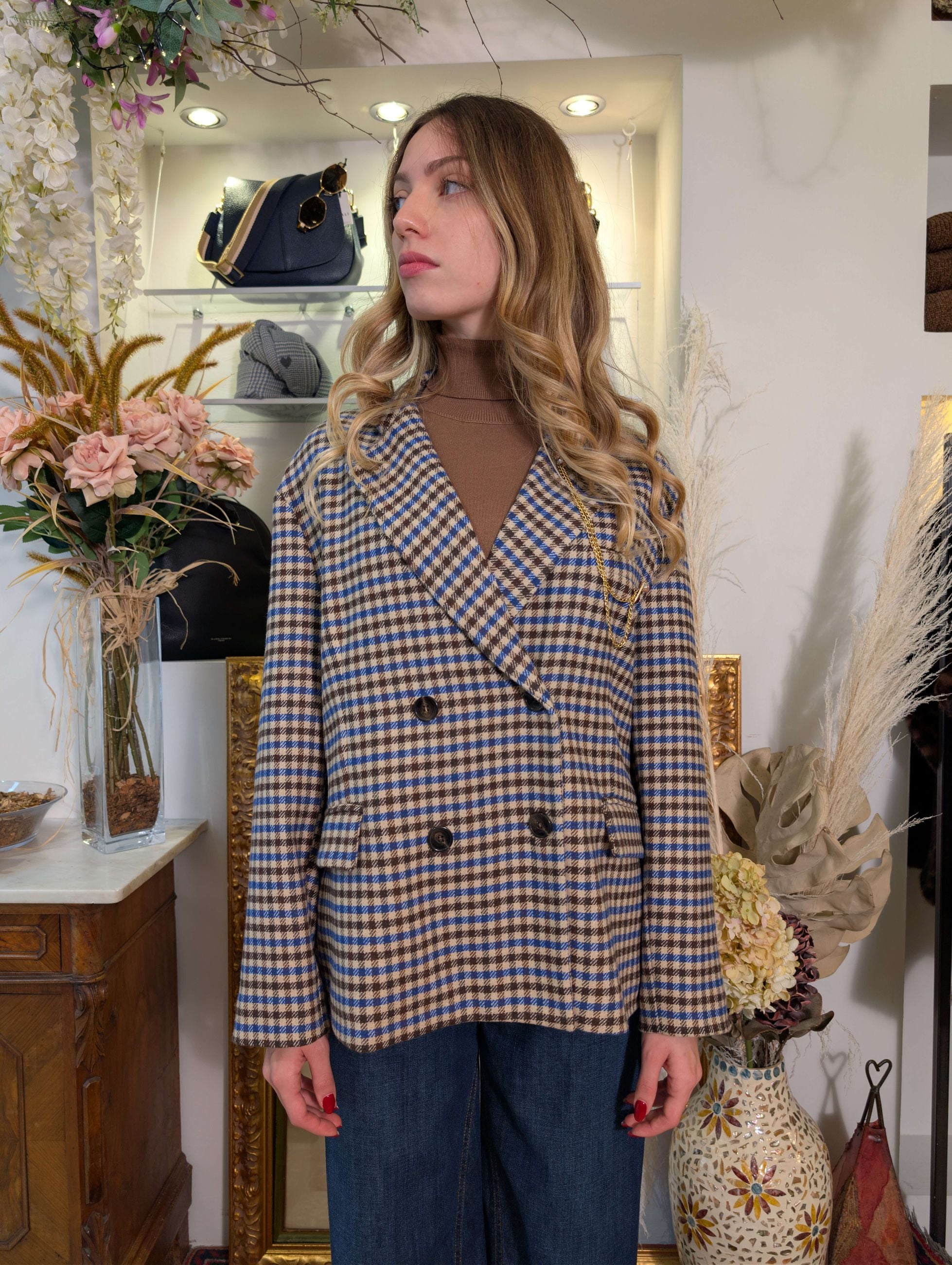 Giacca doppiopetto pied de poule - TENSIONE IN