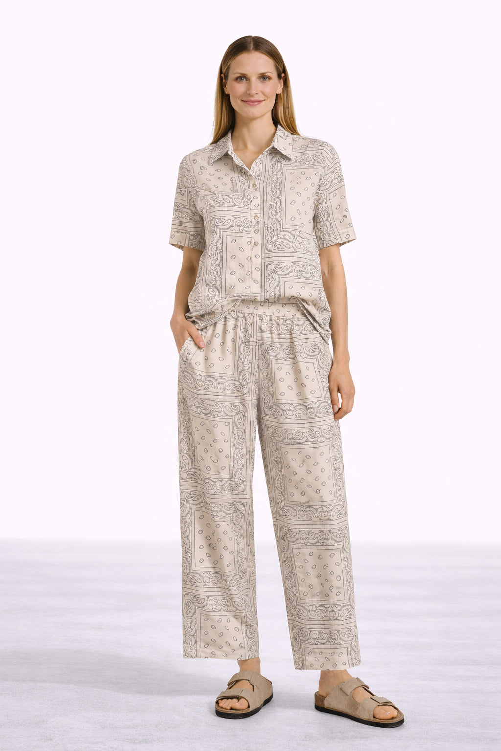 Camicia stampa bandana in tela di cotone lavata - SHE_FLORENCE_LAB