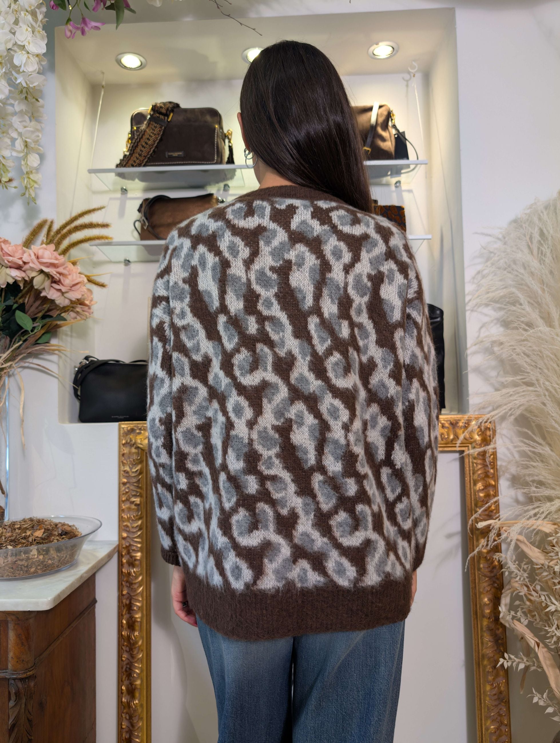 Maglione Jacquard Oversize con Macula Stilizzata Multicolor - HAVE ONE