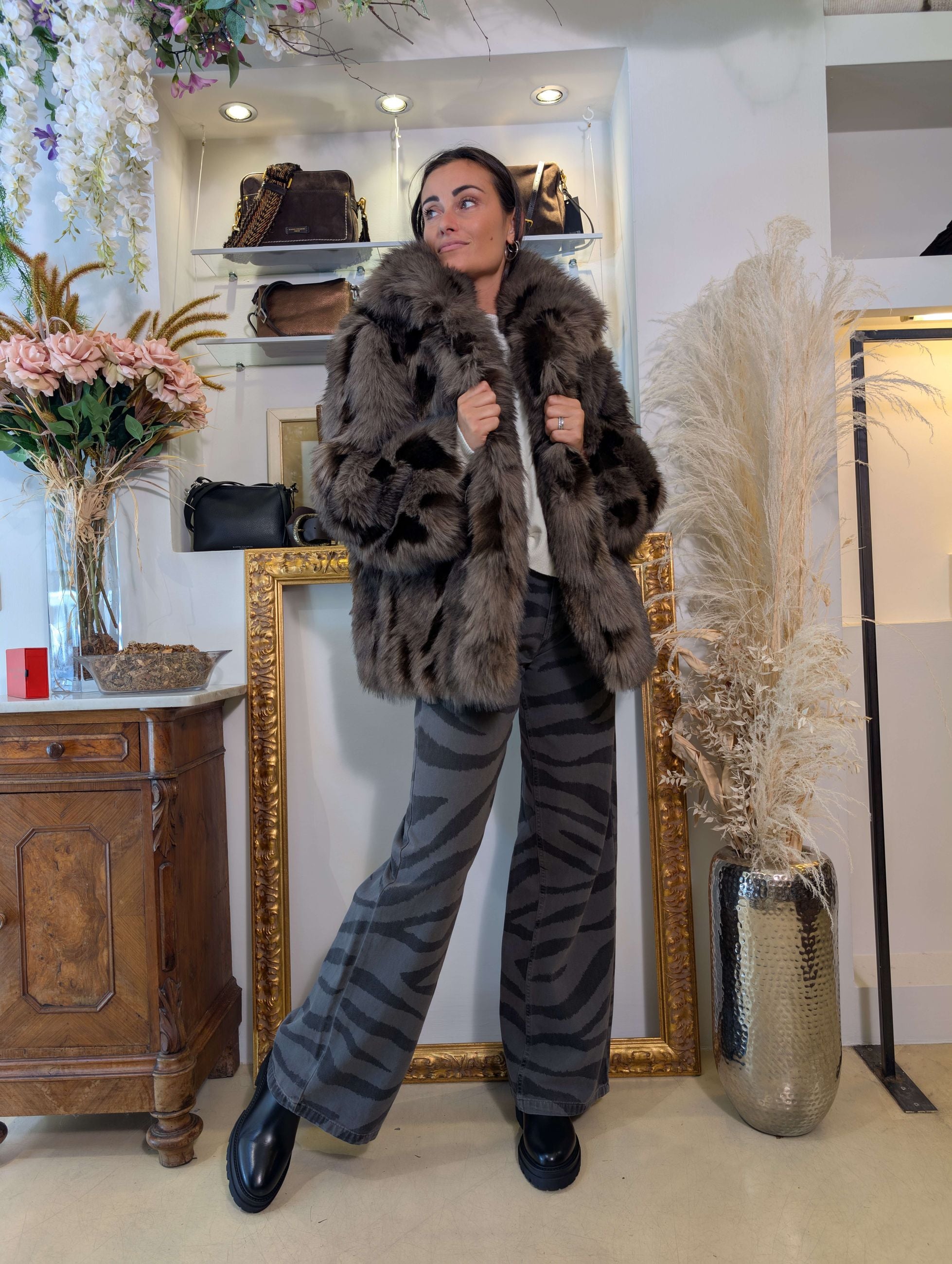 Pantalone Palazzo in Denim Stampa Zebra – Modello Ketty - HAVE ONE