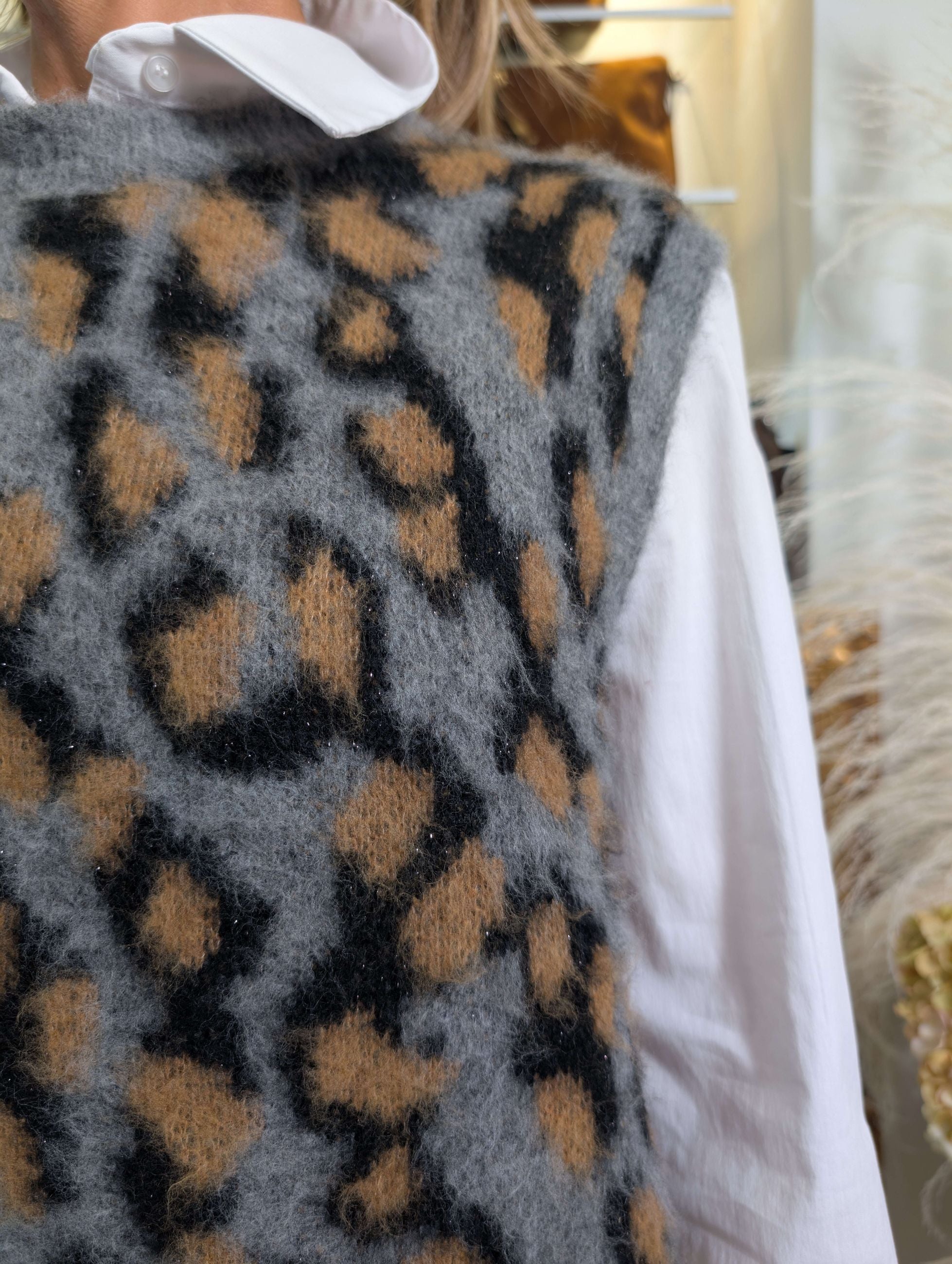 Gilet jacquard maculato con lurex - HAVE ONE