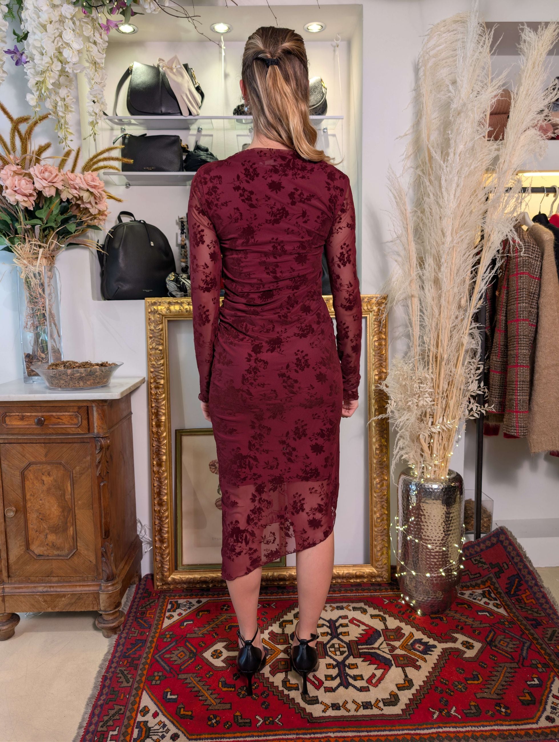 Abito in tulle con stampa floccata ramages - SHE_FLORENCE_LAB