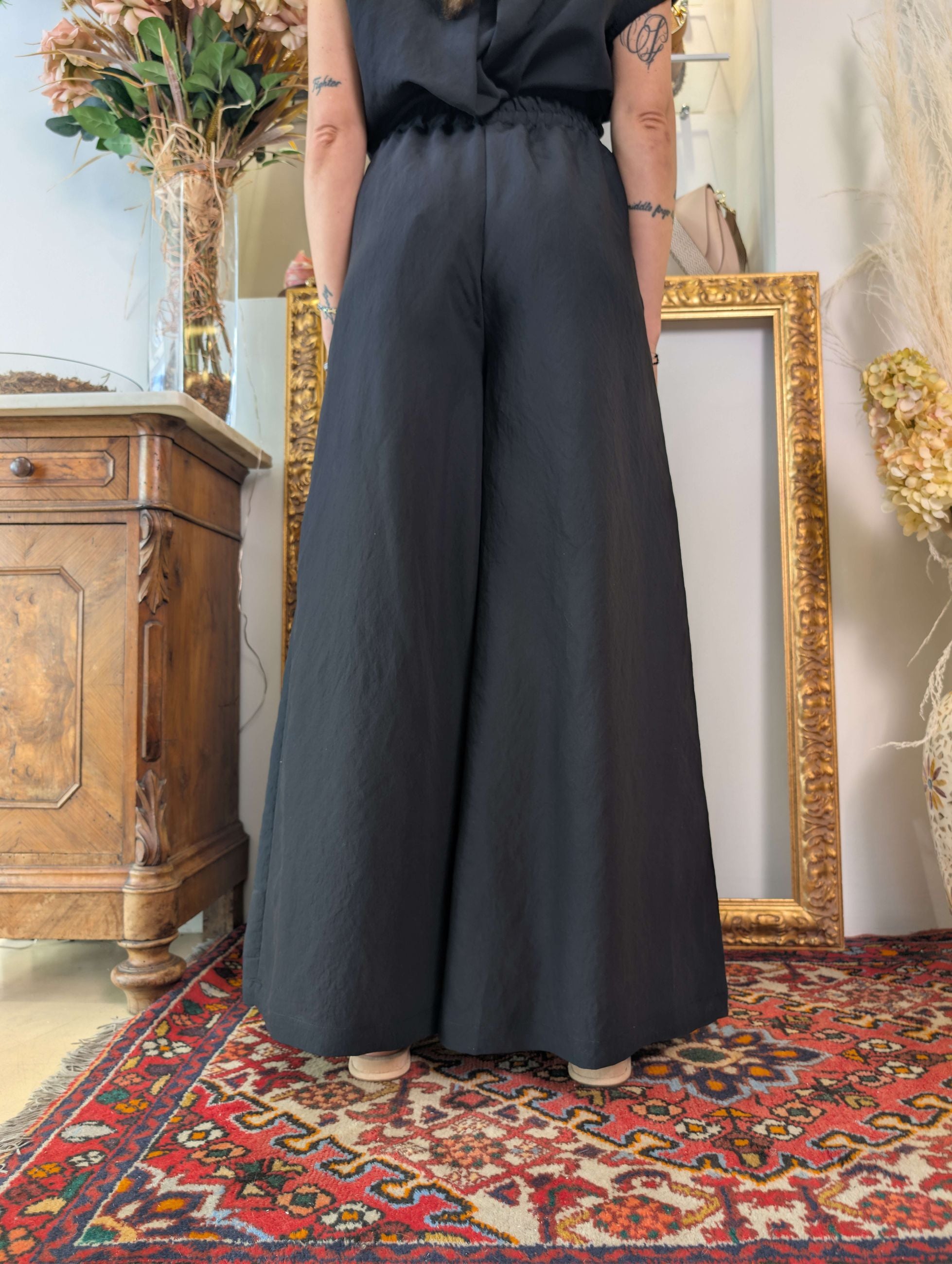 Panta palazzo in tessuto fluido manopesca Le Sarte del Sole. - LE SARTE DEL SOLE